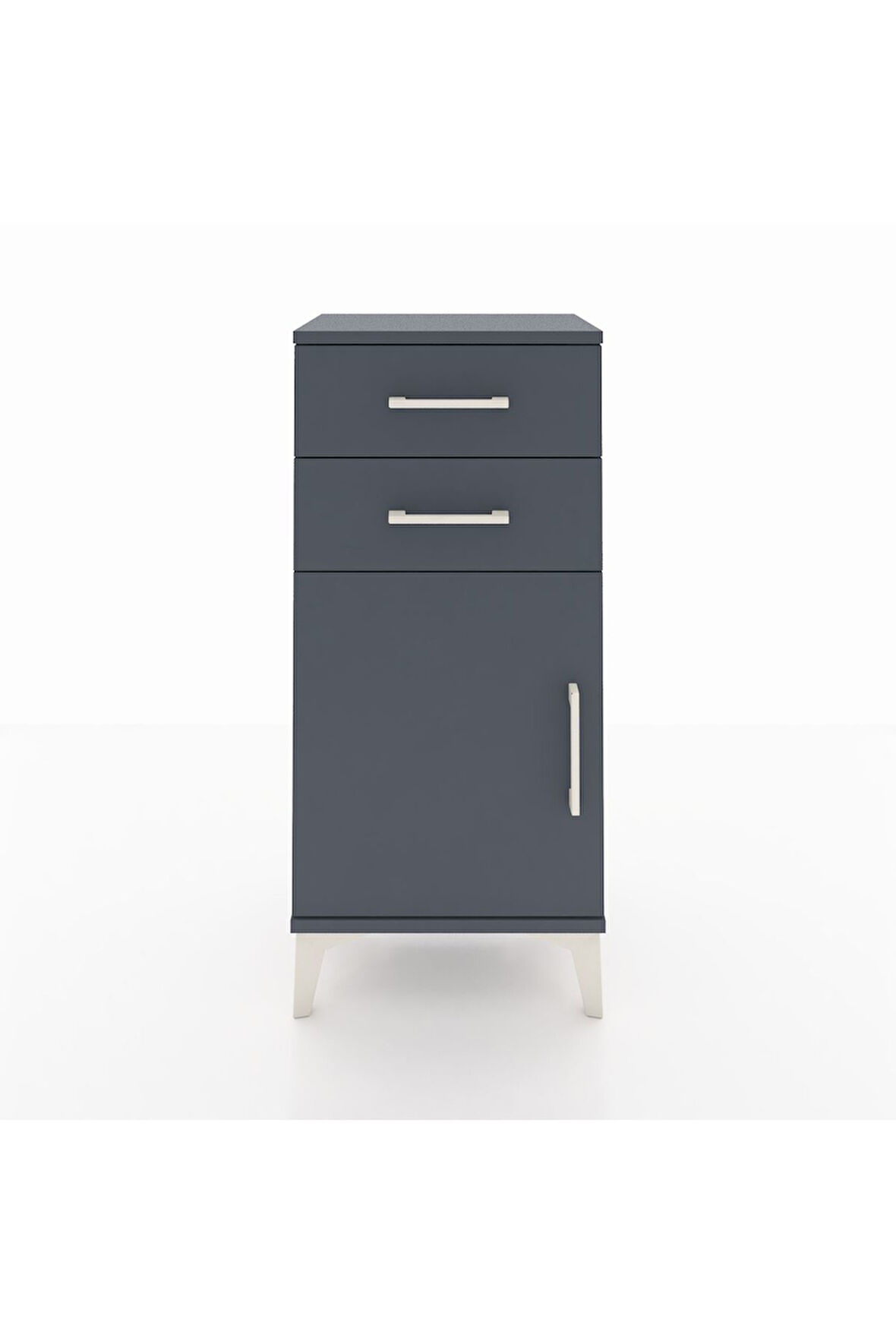 Arges Komodin Tek Raflı 2 Çekmeceli Tek Kapaklı 44x30x96 Antrasit-Antrasit