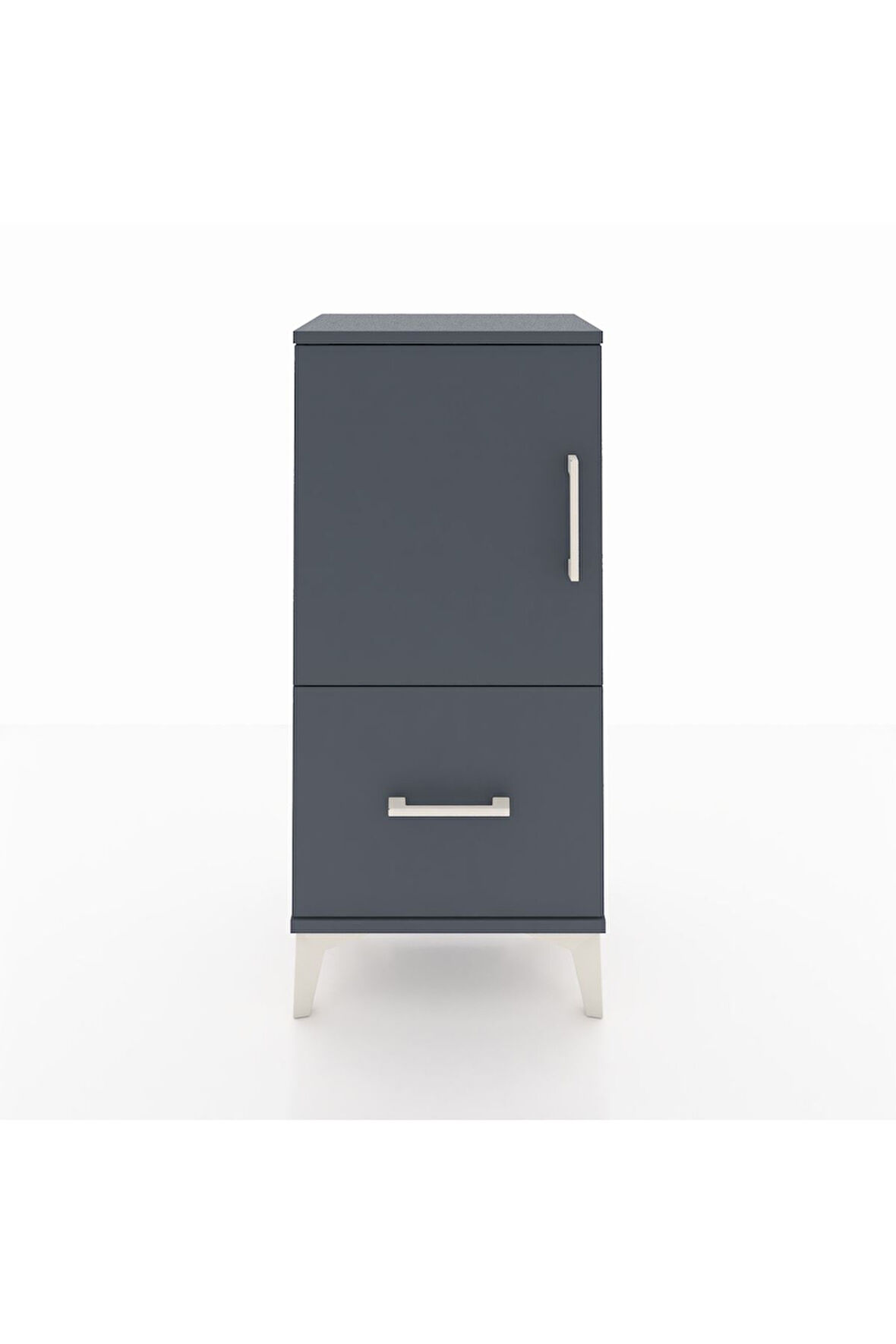 Arges Komodin 2 Raflı Tek Çekmeceli Tek Kapaklı 44x30x96 Antrasit-Antrasit