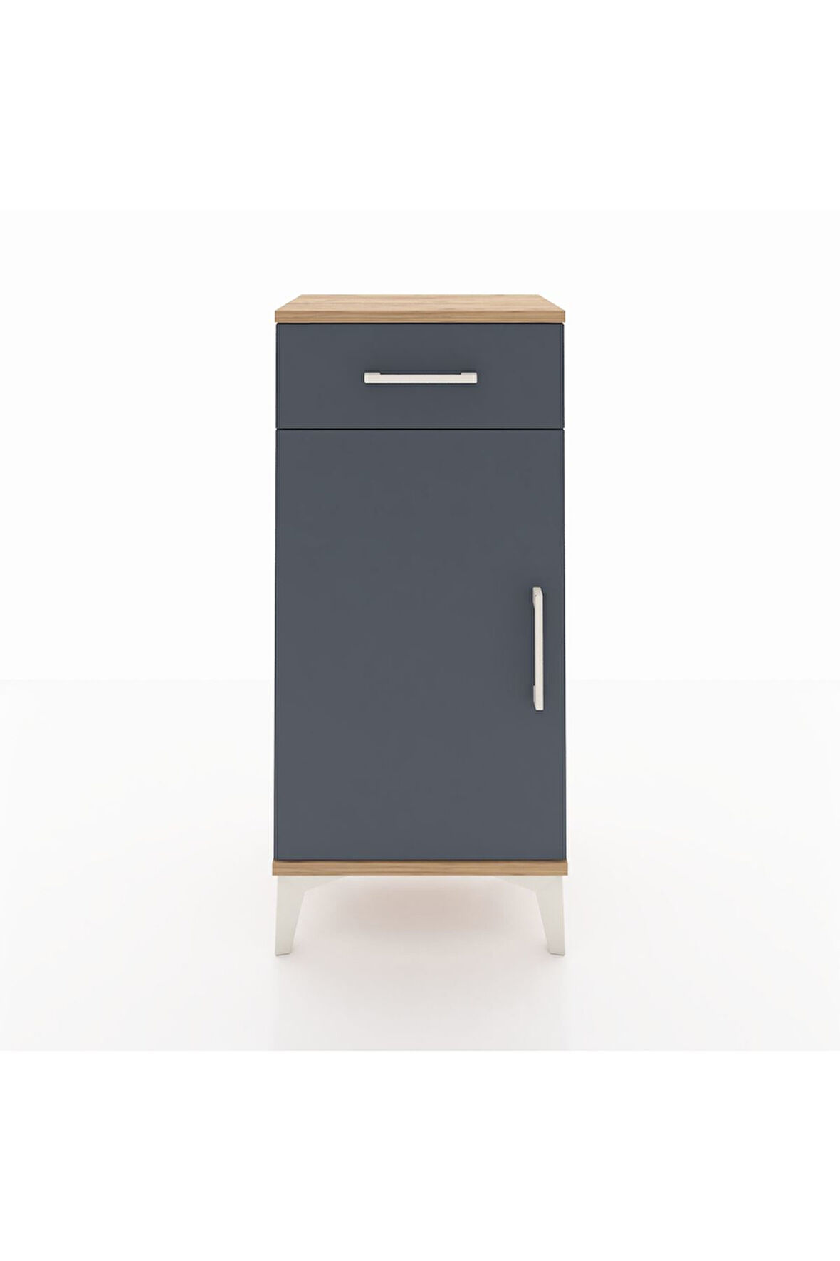 Arges Komodin 2 Raflı Tek Çekmeceli Tek Kapaklı 44x30x96 Çam-Antrasit