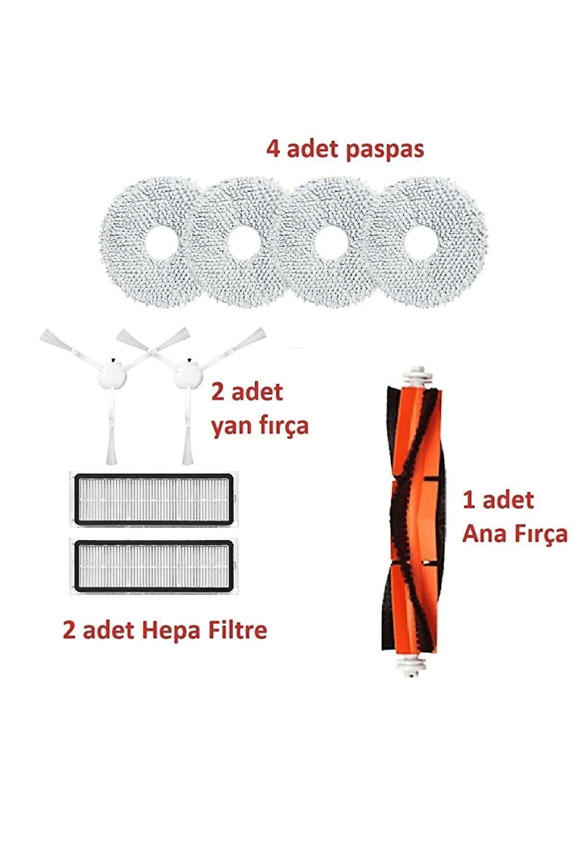 Xiaomi Uyumlu S10+ plus X10+ Yedek Filtre Mop Paspas Fırça Seti