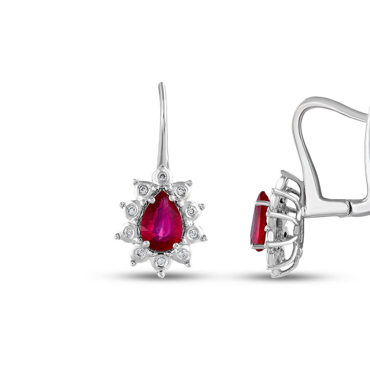 0.12 Karat Yakut Taşlı Pırlanta Küpe