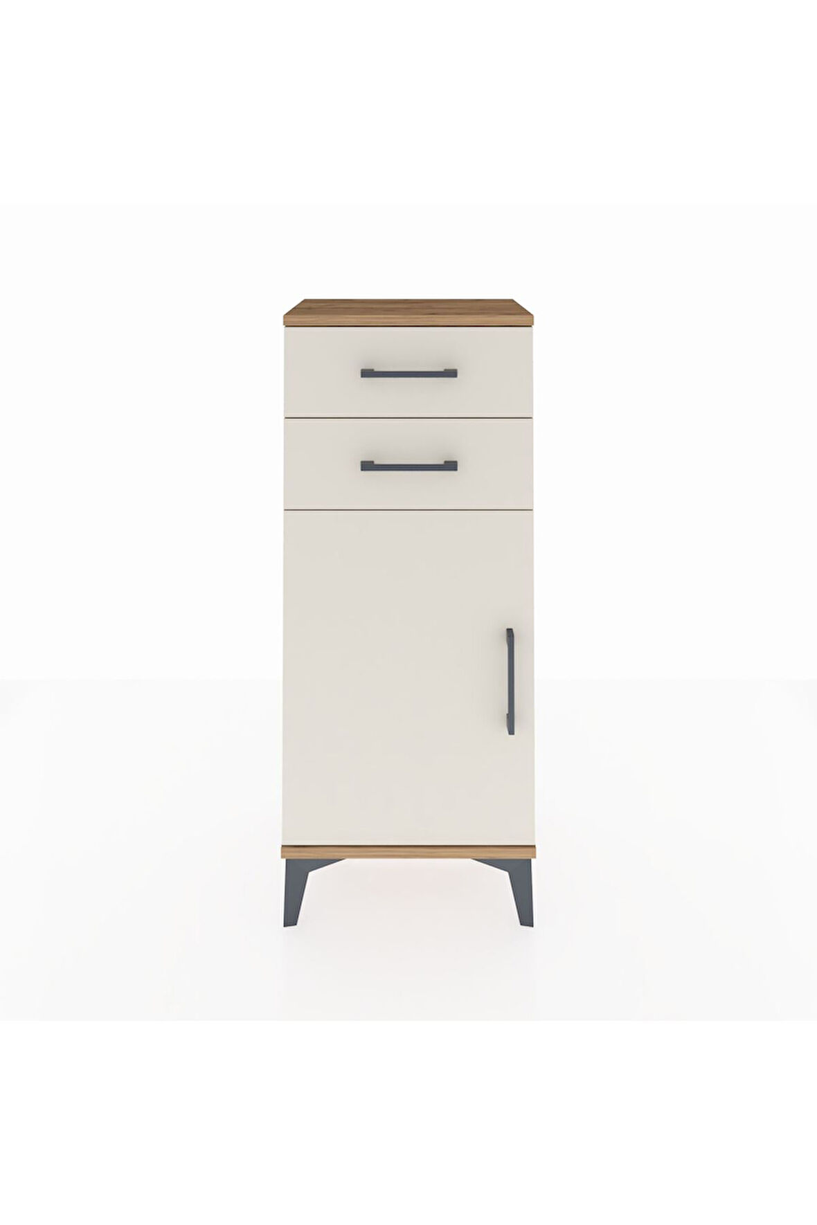 Arges Komodin Tek Raflı 2 Çekmeceli Tek Kapaklı 44x30x106 Çam-Aytaşı