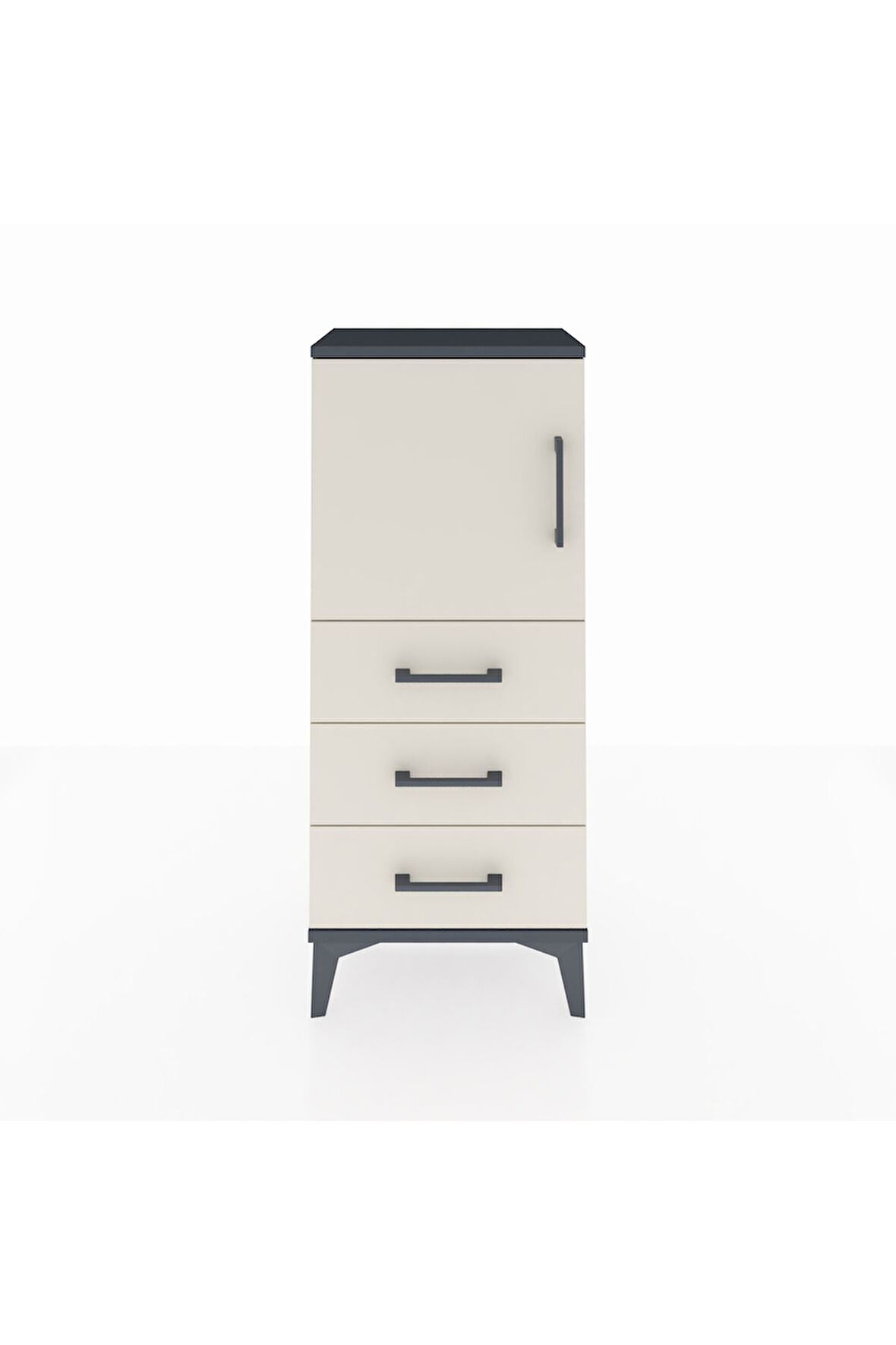 Arges Komodin 2 Raflı 3 Çekmeceli Tek Kapaklı 44x30x106 Antrasit-Aytaşı