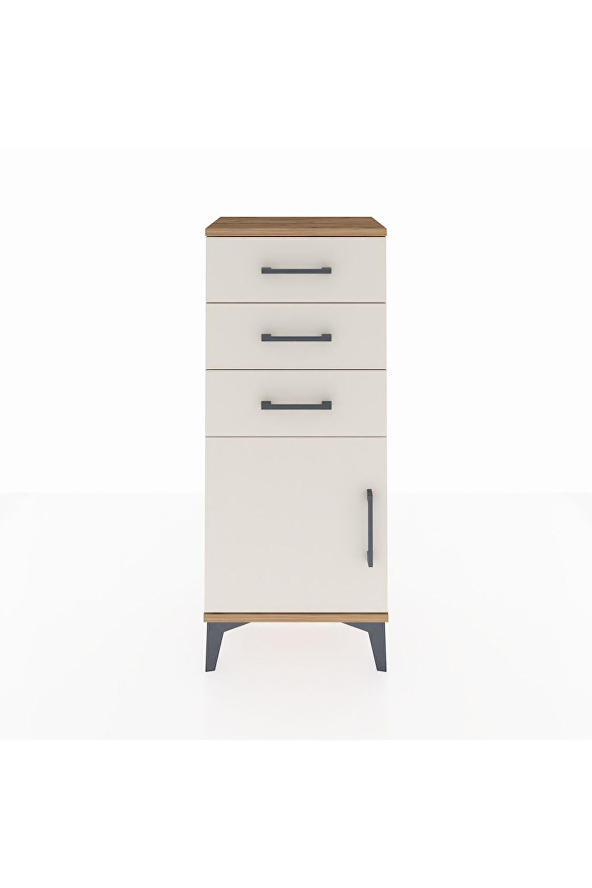 Arges Komodin Tek Raflı 3 Çekmeceli Tek Kapaklı 44x30x106 Çam-Aytaşı