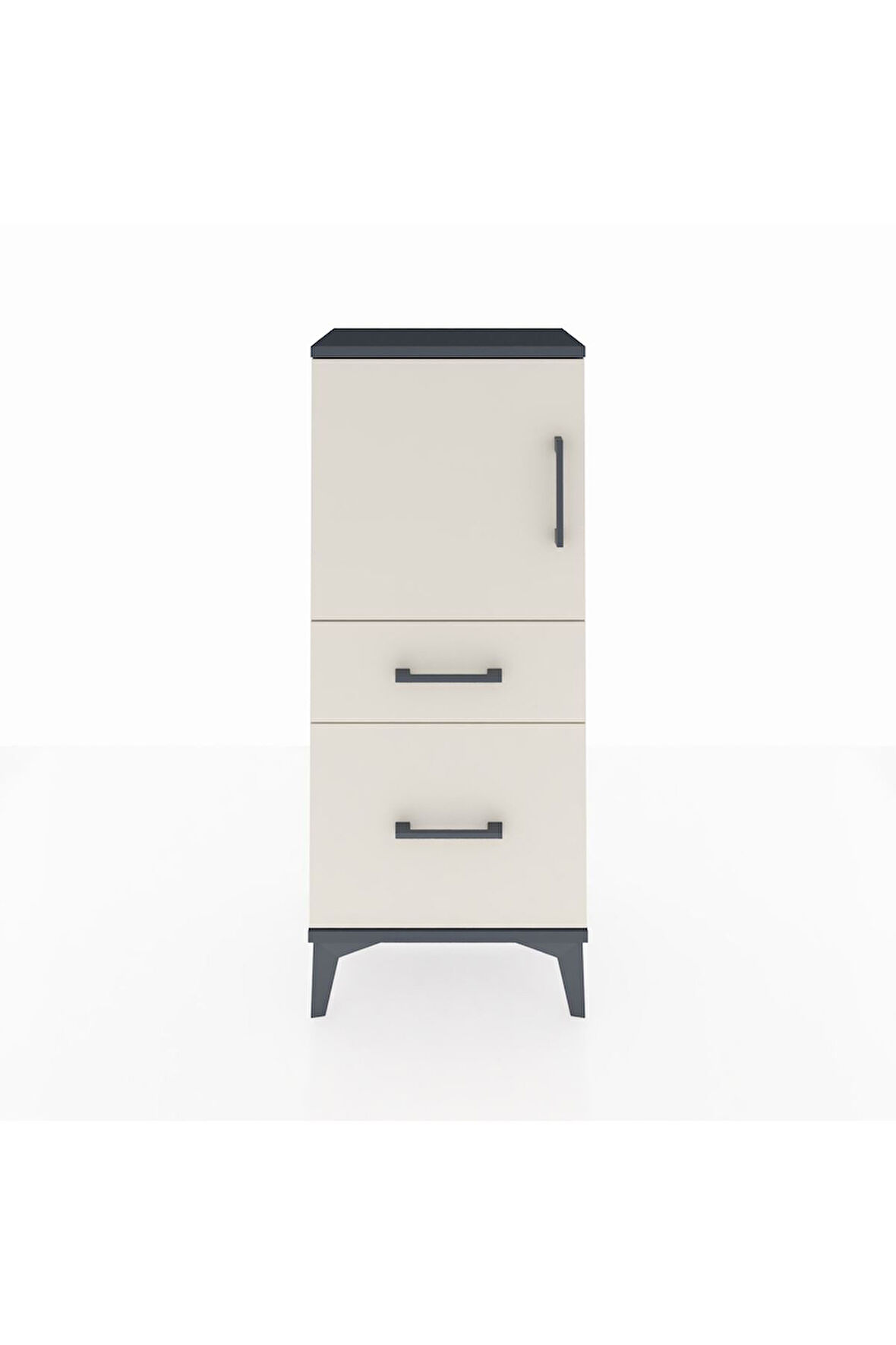 Arges Komodin 2 Raflı 2 Çekmeceli Tek Kapaklı 44x30x106 Antrasit-Aytaşı