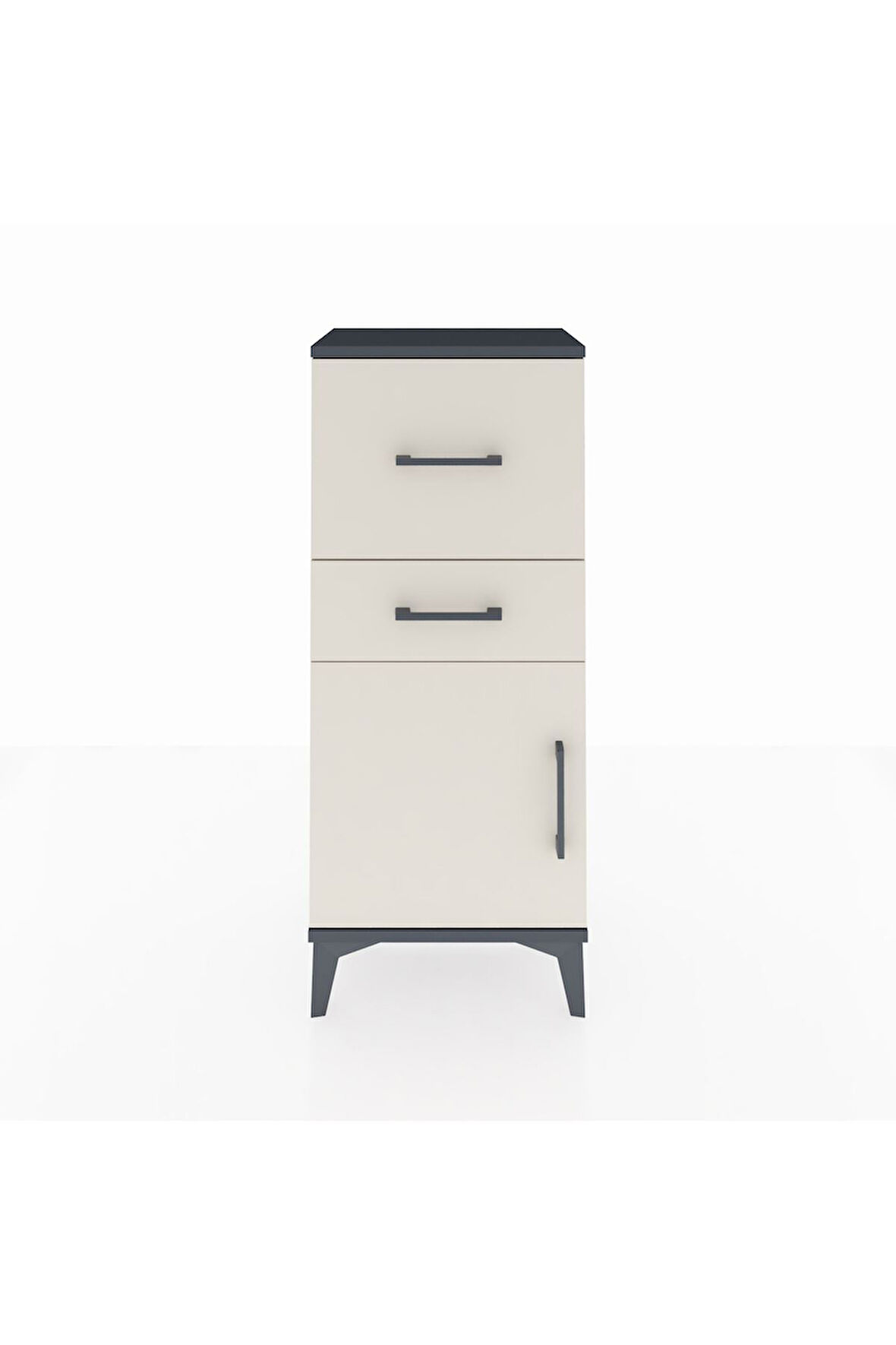 Arges Komodin Tek Raflı 2 Çekmeceli Tek Kapaklı 44x30x106 Antrasit-Aytaşı