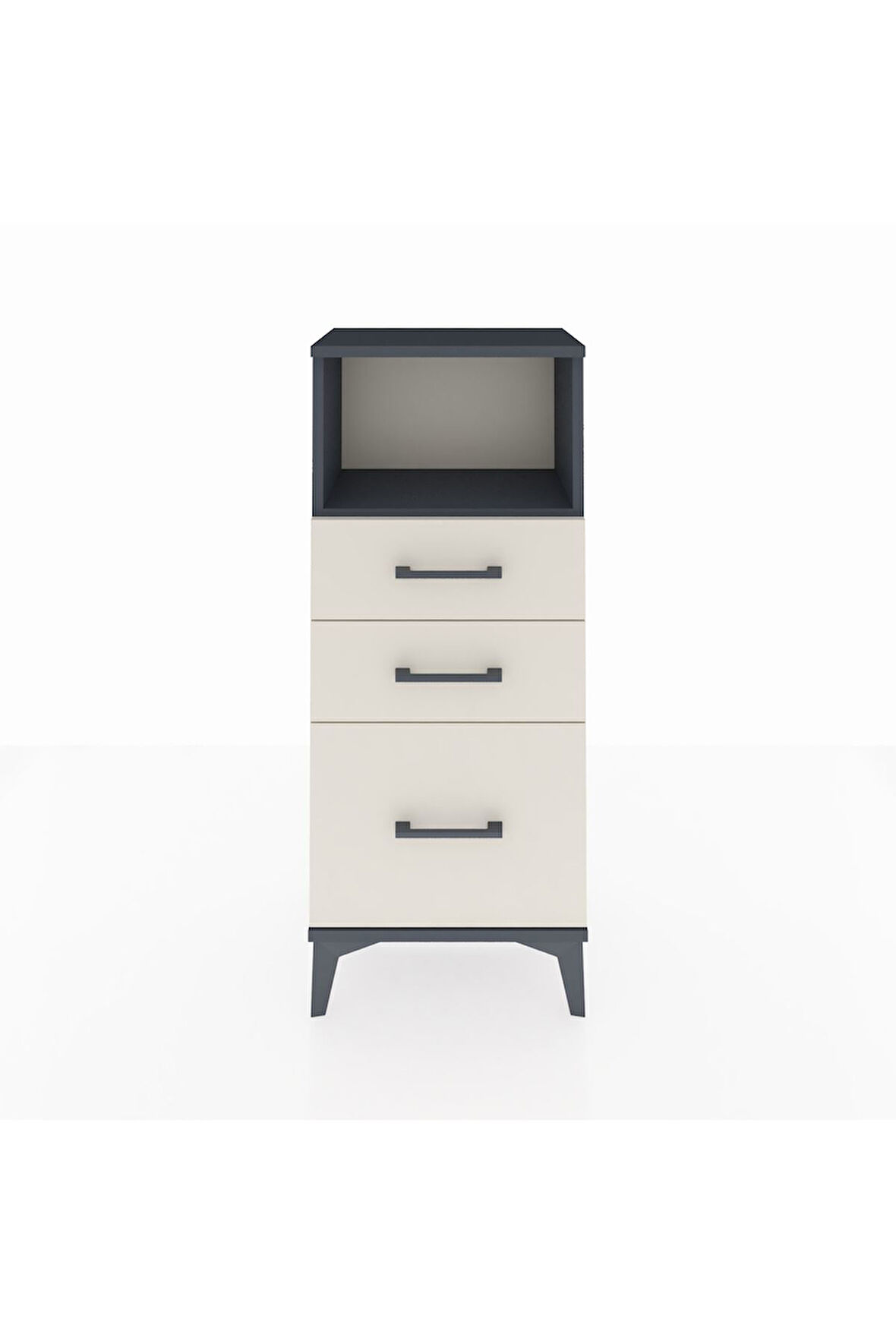 Arges Komodin Tek Raflı 3 Çekmeceli 44x30x106 Antrasit-Aytaşı