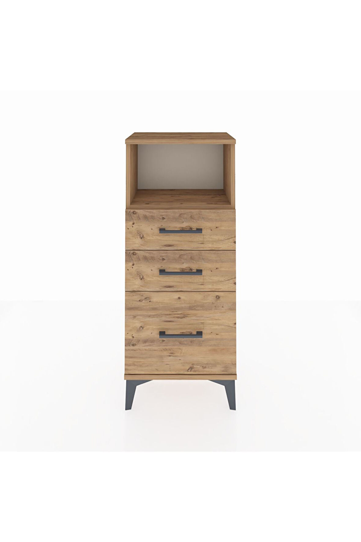 Arges Komodin Tek Raflı 3 Çekmeceli 44x30x106 Çam-Çam