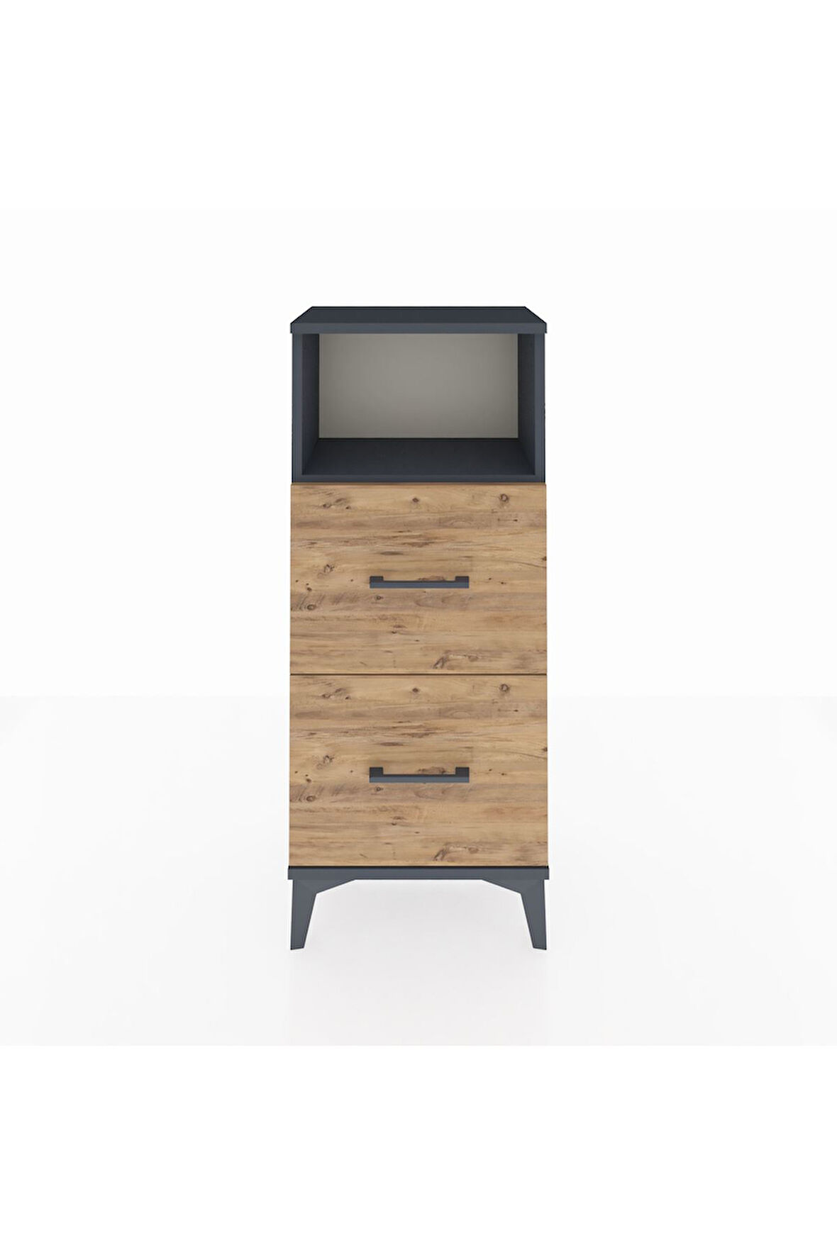 Arges Komodin Tek Raflı 2 Çekmeceli 44x30x106 Antrasit-Çam