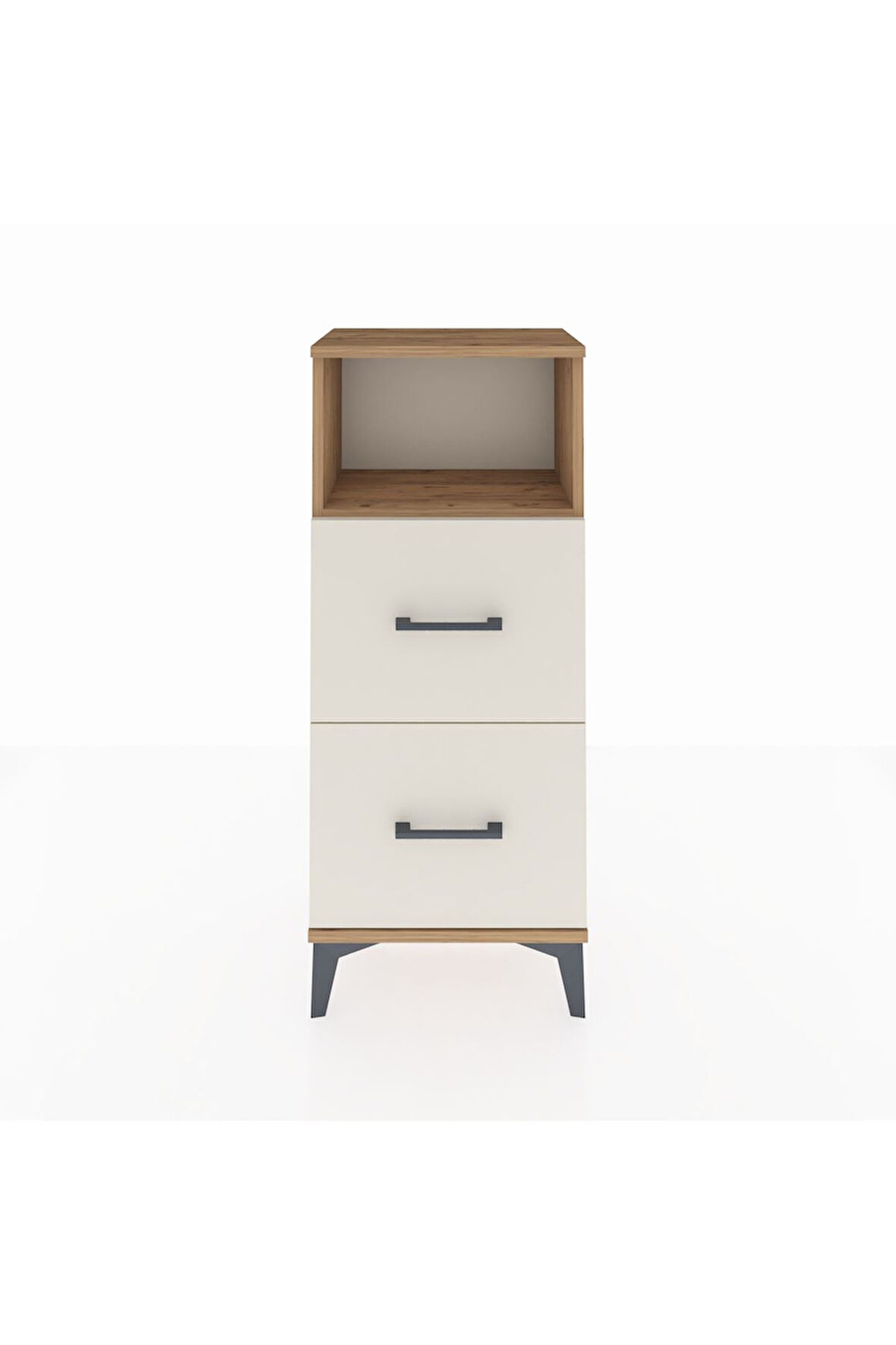 Arges Komodin Tek Raflı 2 Çekmeceli 44x30x106 Çam-Aytaşı