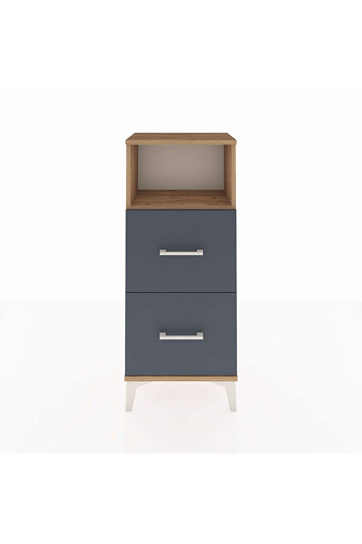 Arges Komodin Tek Raflı 2 Çekmeceli 44x30x106 Çam-Antrasit