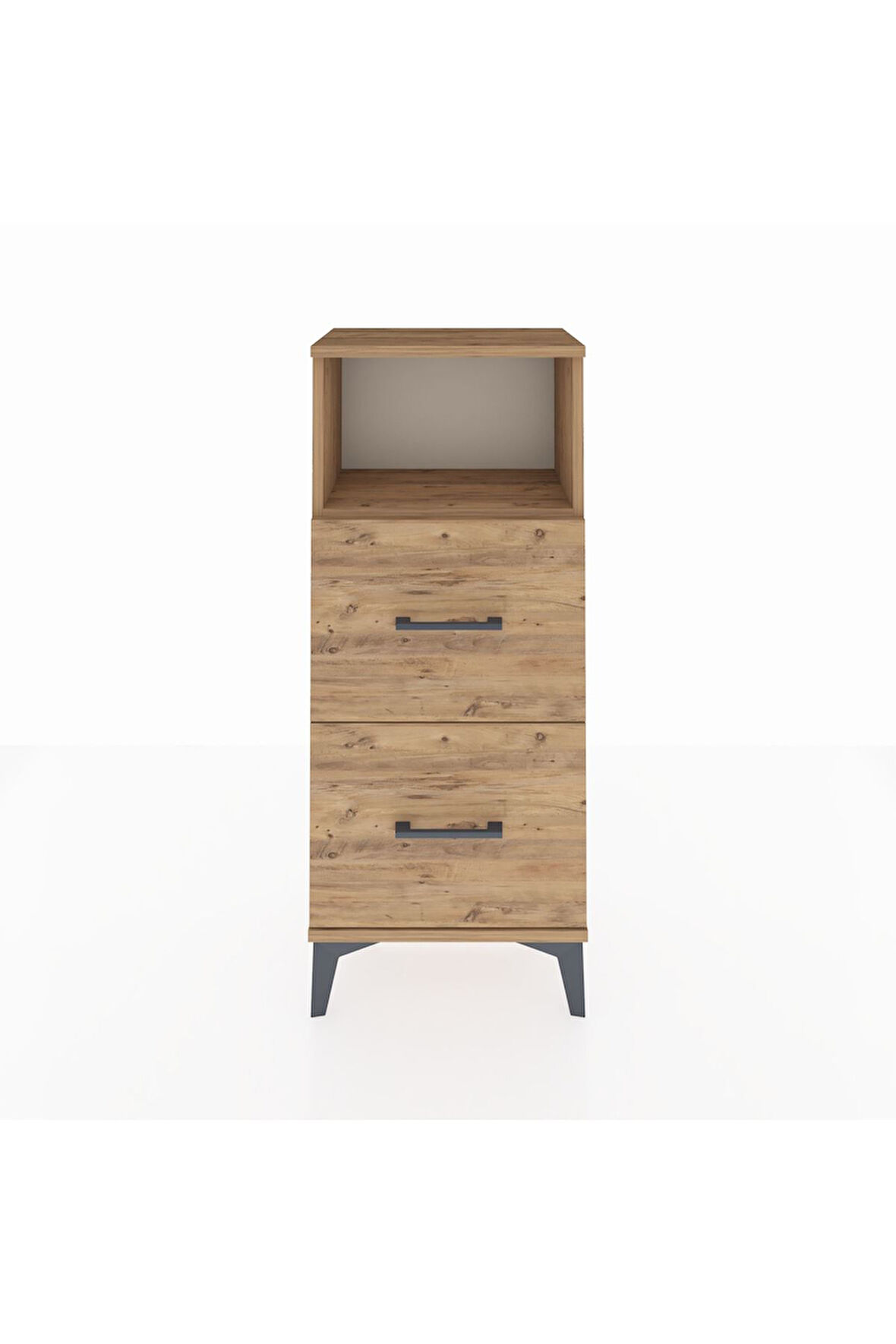 Arges Komodin Tek Raflı 2 Çekmeceli 44x30x106 Çam-Çam