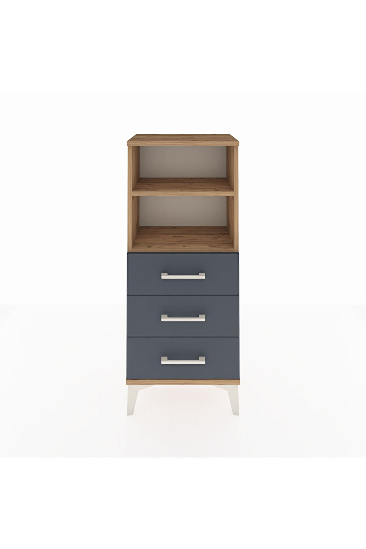 Arges Komodin 2 Raflı 3 Çekmeceli 44x30x106 Çam-Antrasit