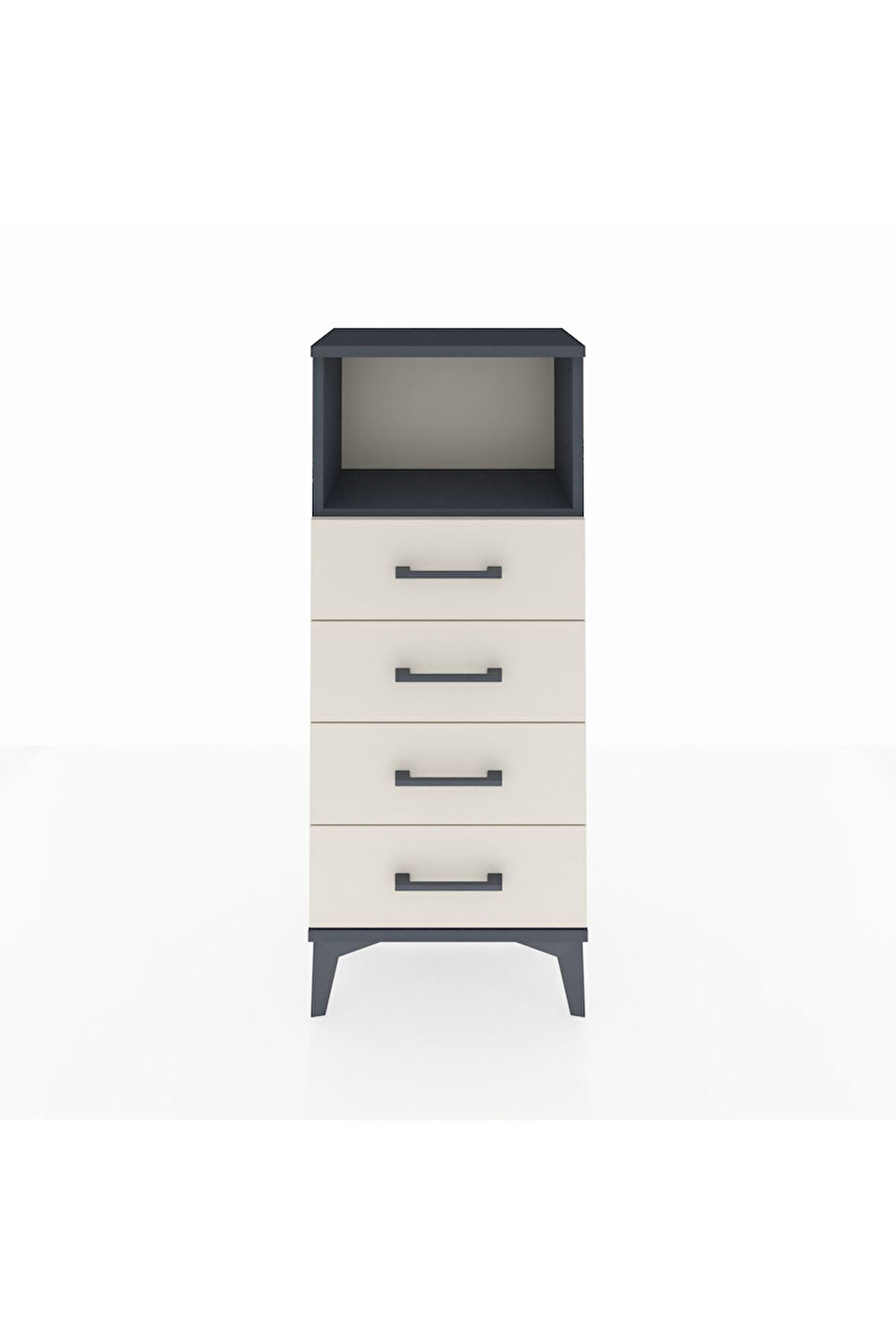 Arges Komodin Tek Raflı 4 Çekmeceli 44x30x106 Antrasit-Aytaşı