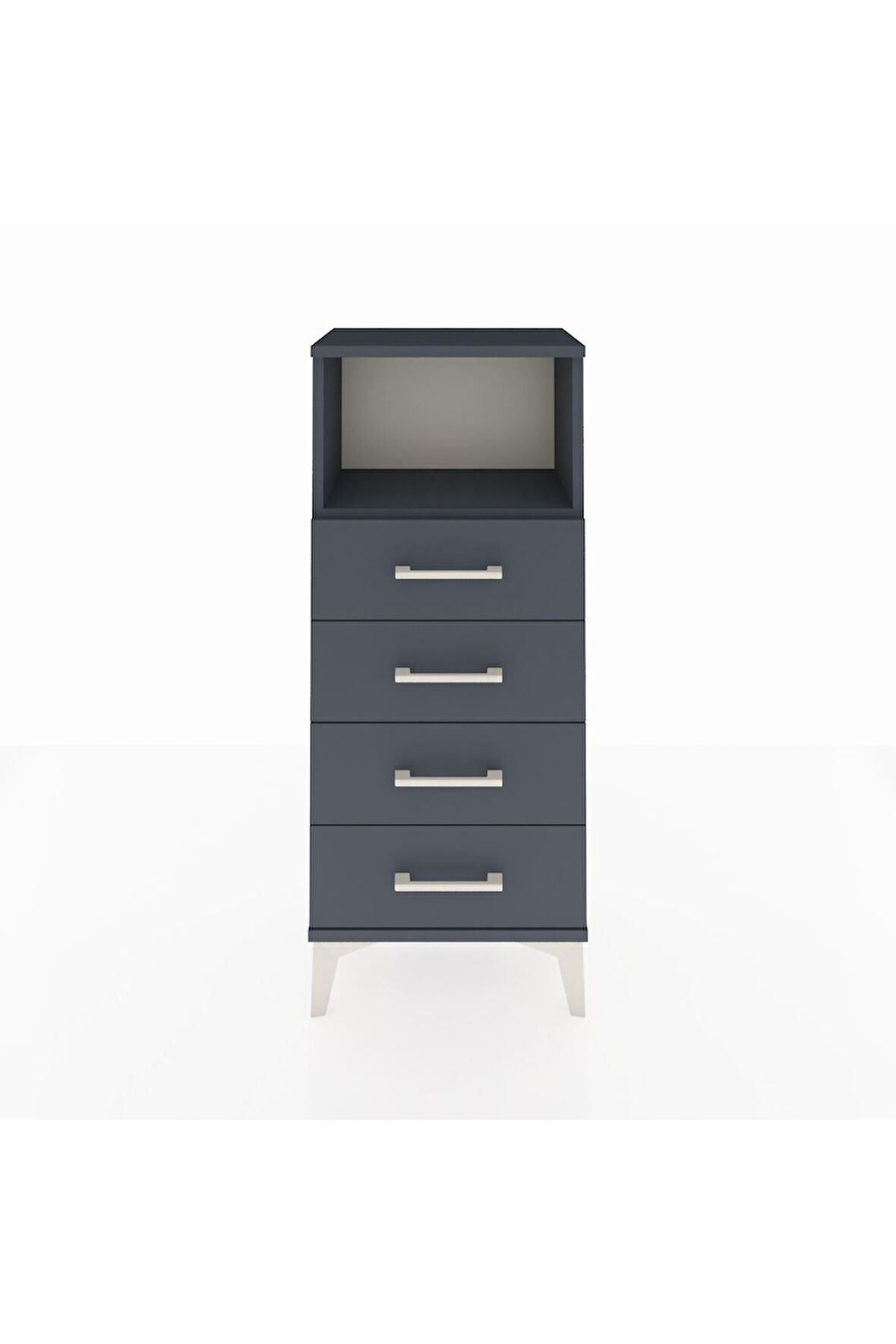 Arges Komodin Tek Raflı 4 Çekmeceli 44x30x106 Antrasit-Antrasit