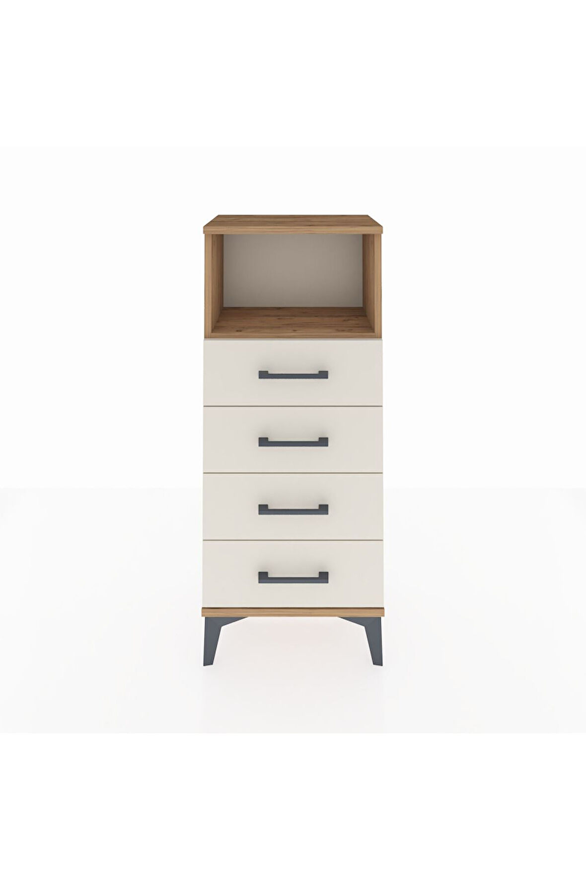 Arges Komodin Tek Raflı 4 Çekmeceli 44x30x106 Çam-Aytaşı