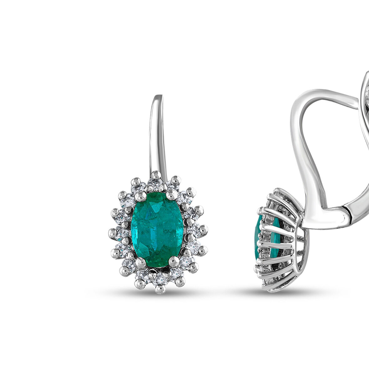 0.26 Karat Zümrüt Taşlı Pırlanta Küpe