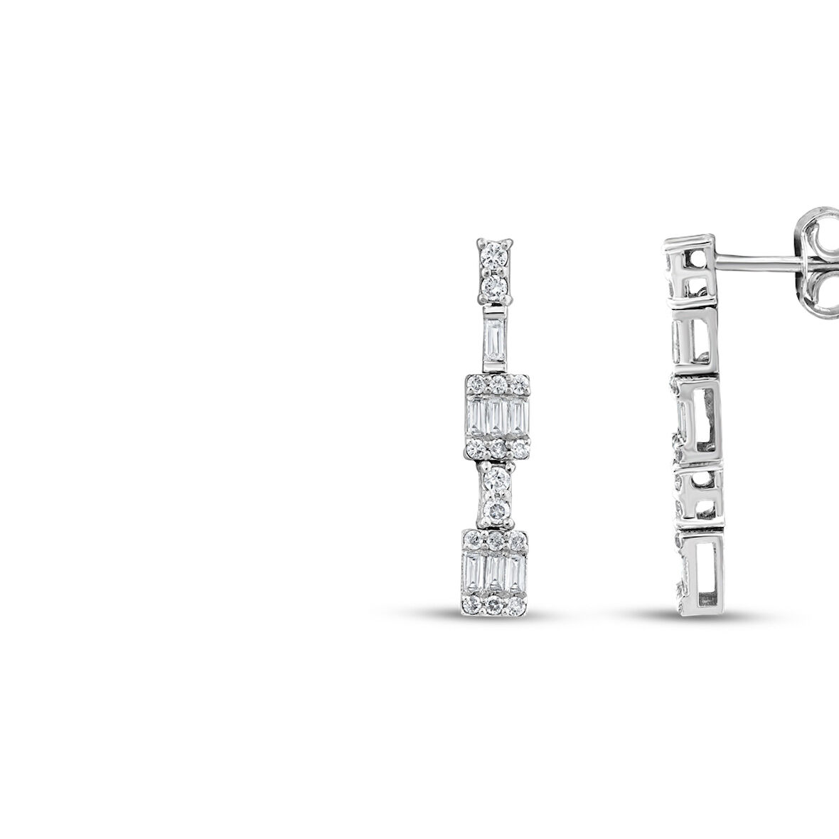 Baget Taşlı Pırlanta Küpe