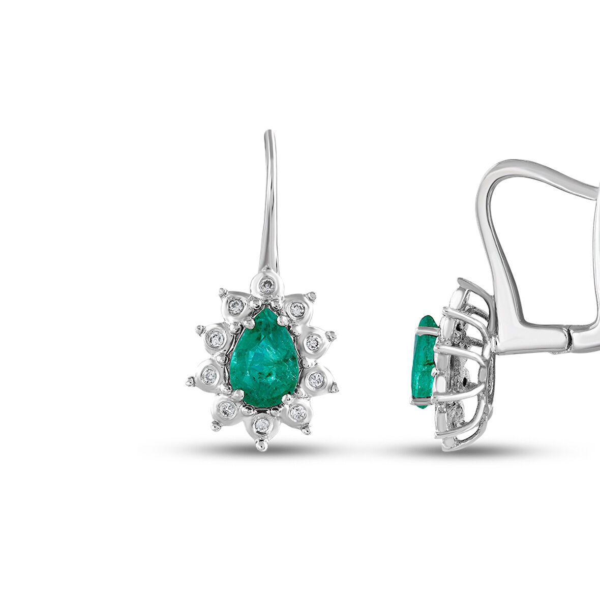 0.06 Karat Zümrüt Taşlı Pırlanta Küpe