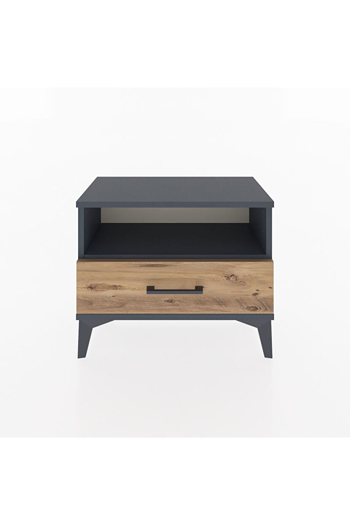 Arges Komodin Tek Raflı Tek Çekmeceli 60x30x48 Antrasit-Çam