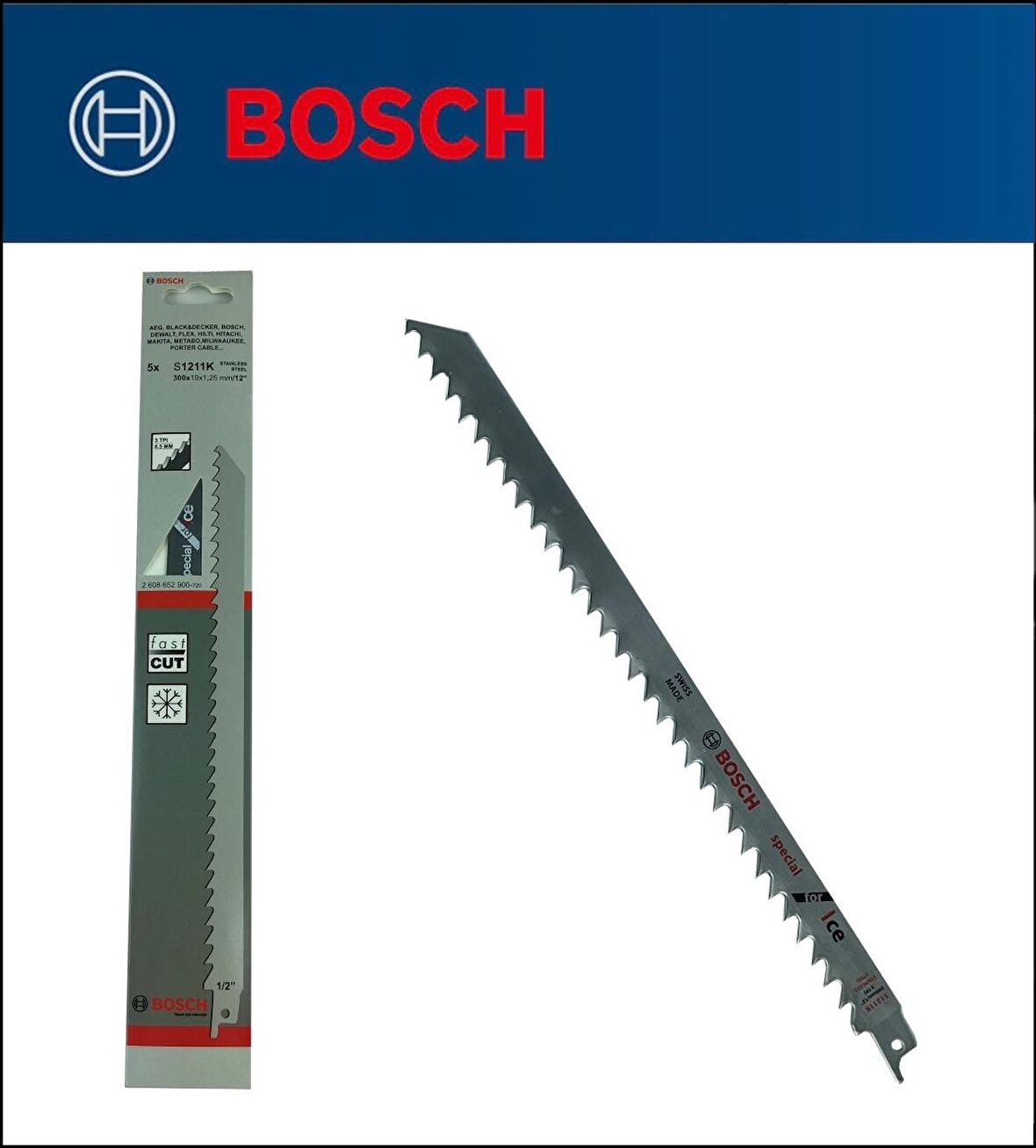 Bosch - Tilki Kuyruğu Bıçağı S 1211 K - Buz ve Kemik Kesme 2 608 652 900 1'Li Paket