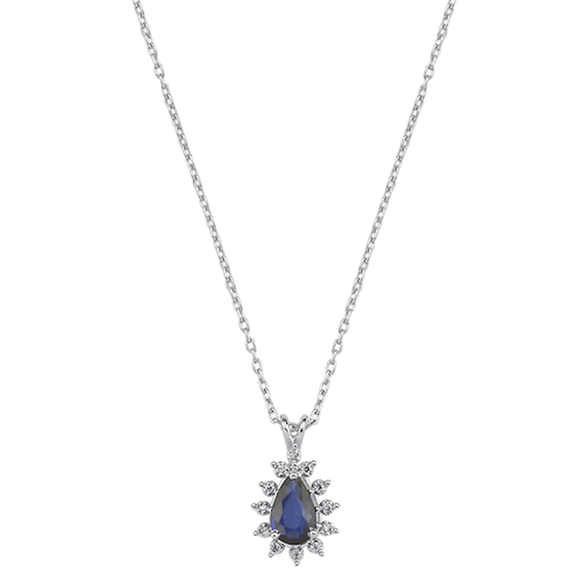 0.03 Karat Safir Taşlı Pırlanta Kolye