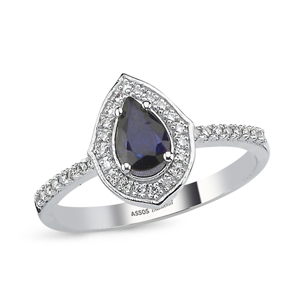 0.12 Karat Damla Safir Taşlı Pırlanta Yüzük