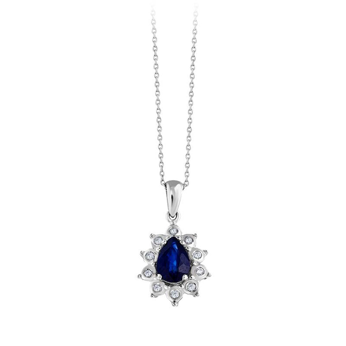 0.04 Karat Damla Safir Pırlanta Kolye