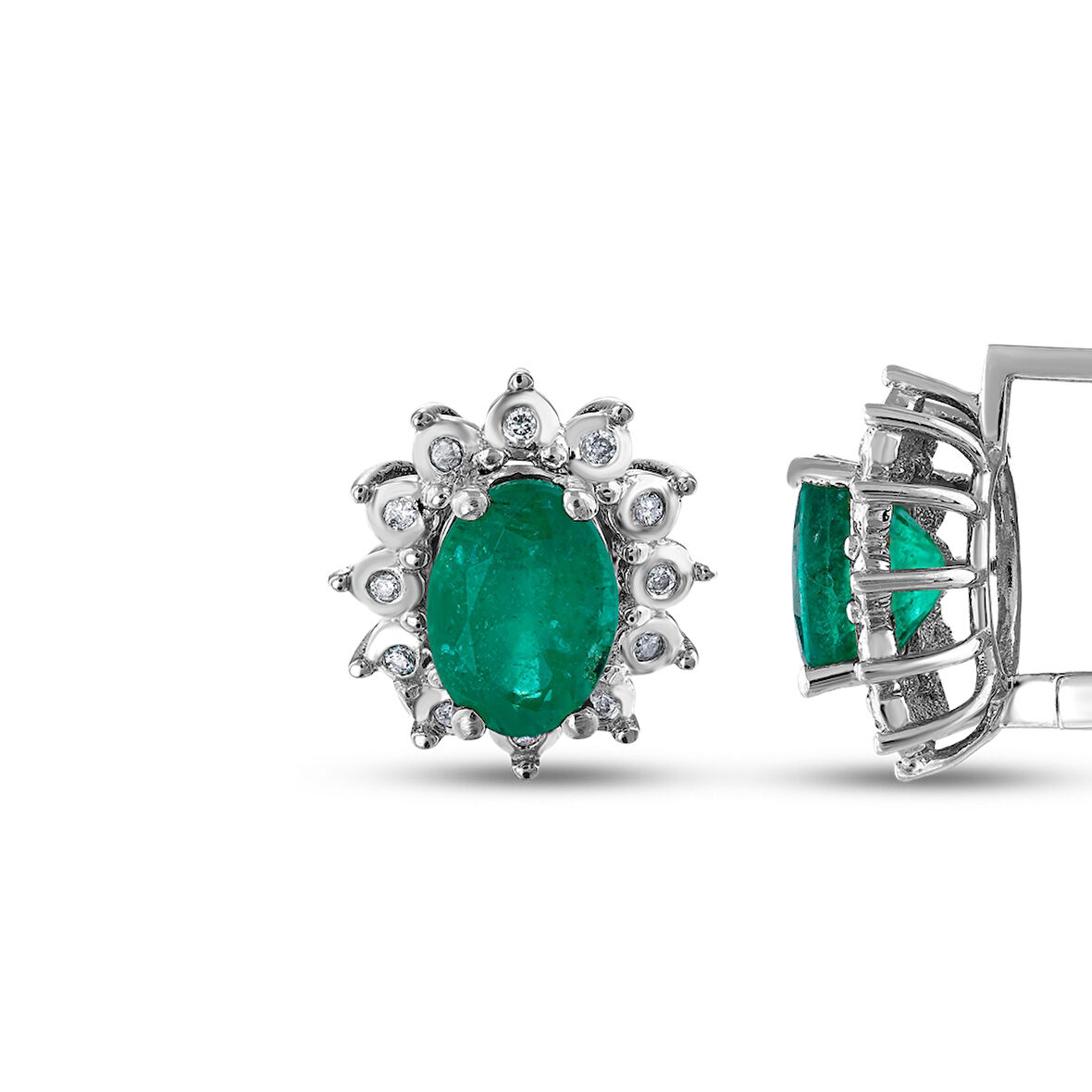 0.07 Karat Zümrüt Taşlı Pırlanta Küpe