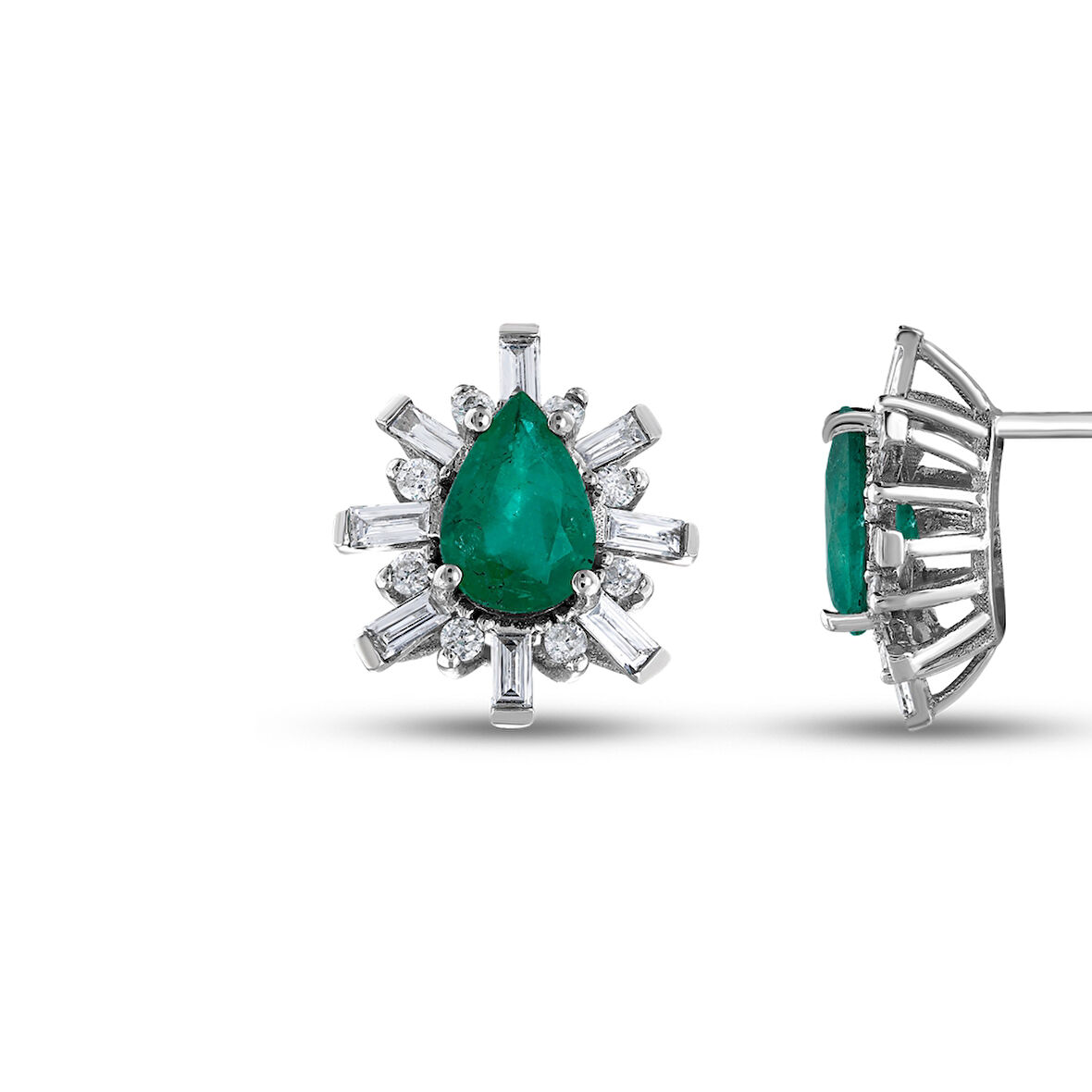 0.30 Karat Zümrüt Taşlı Pırlanta Küpe