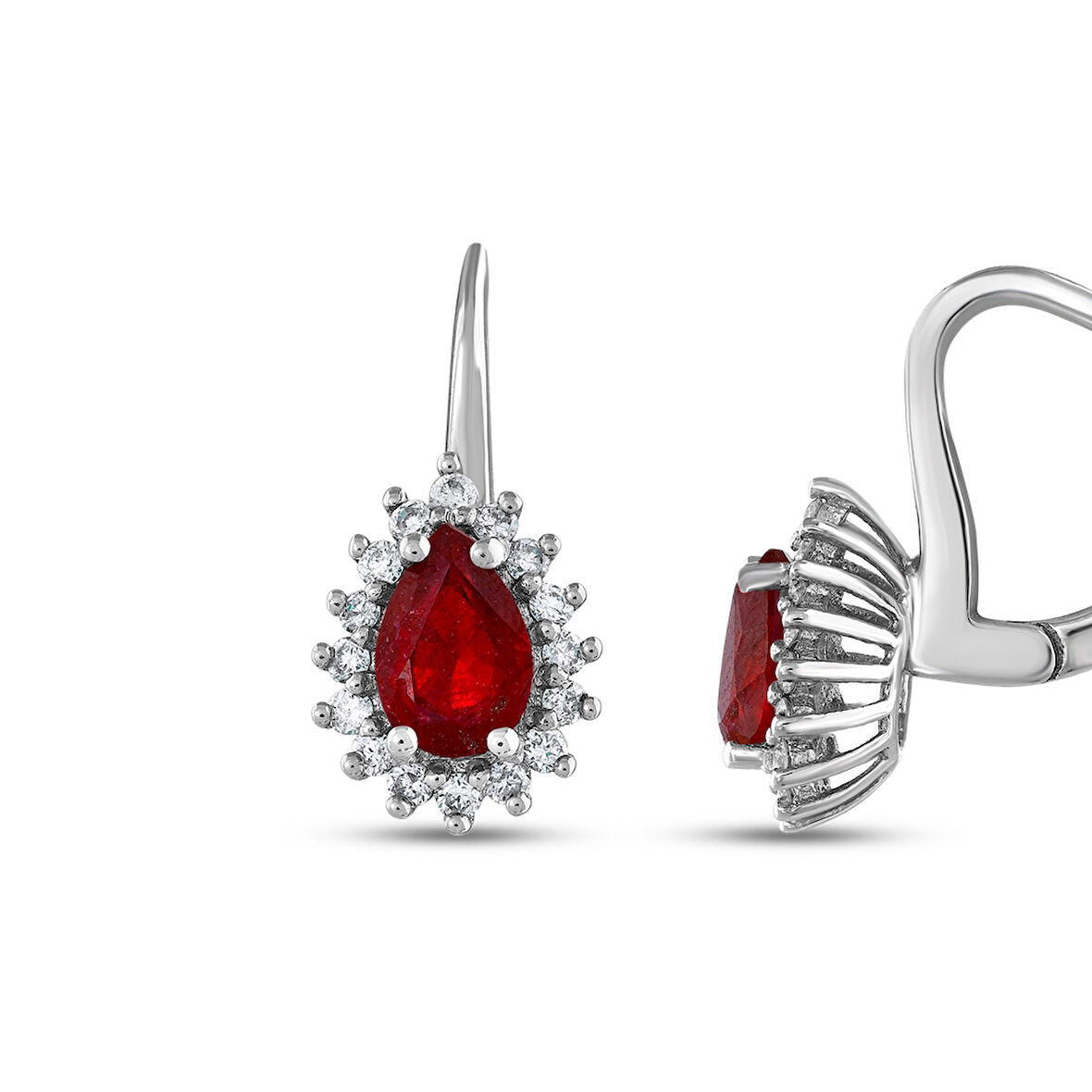 0.25 Karat Yakut Taşlı Pırlanta Küpe