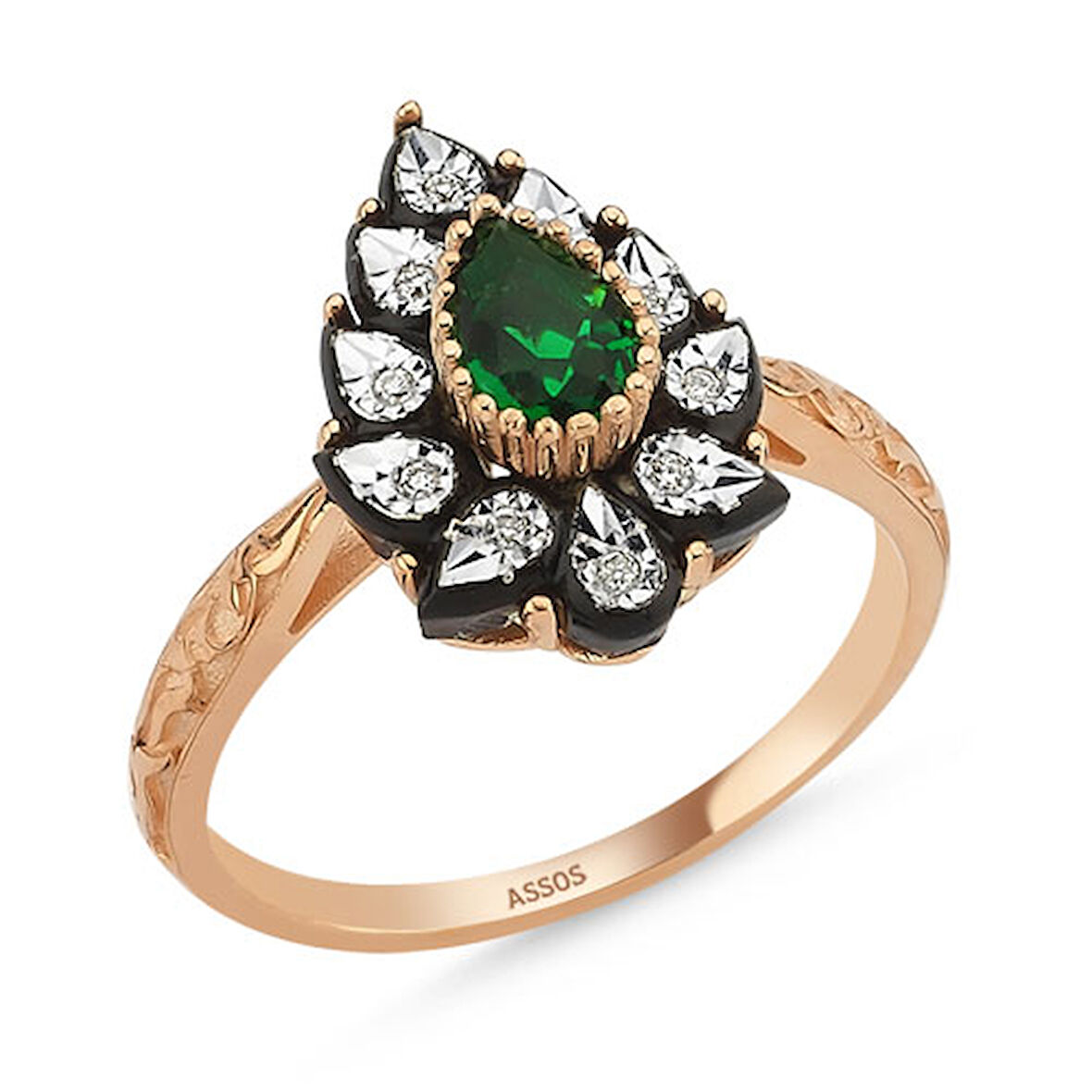 0.05 Karat Zümrüt Renkli Elmas Yüzük