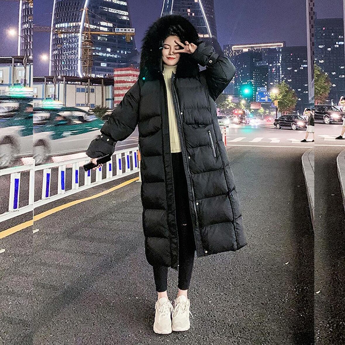 Barbora Diz Boy Kürk Detaylı Şişme Mont bt293siyah