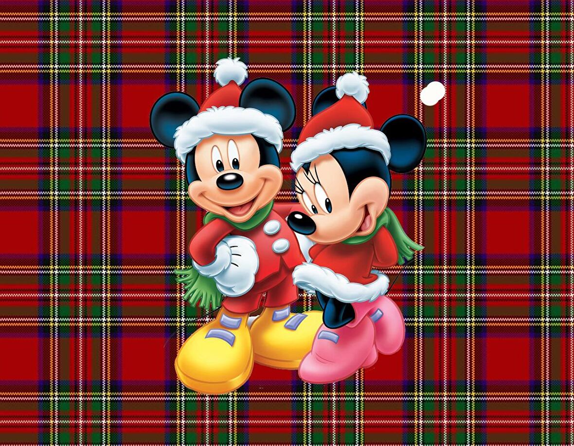 Minnie Ve Mickey Mouse Desenli Amerikan Servisi Dikdörtgen 35 x 50 cm