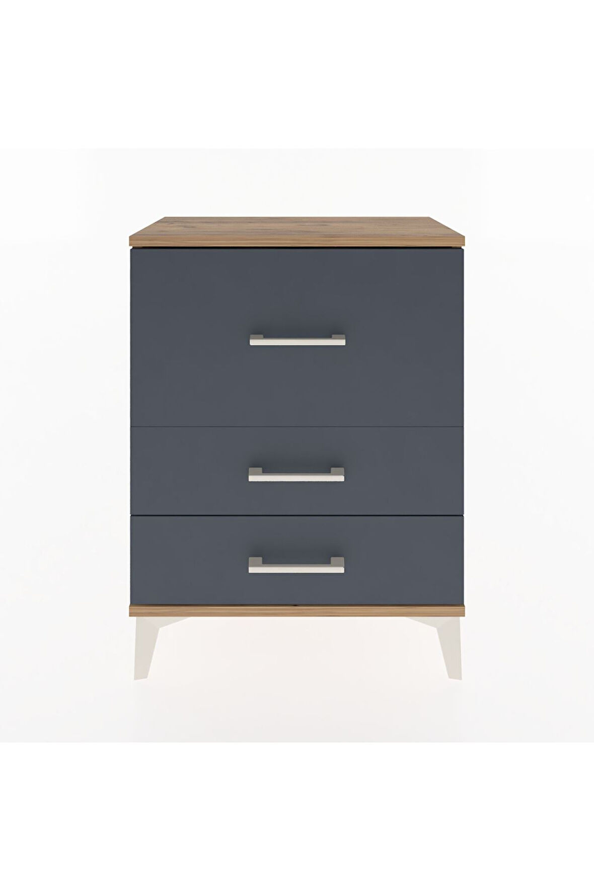 Arges Komodin Tek Raflı 2 Çekmeceli 60x30x80 Çam-Antrasit