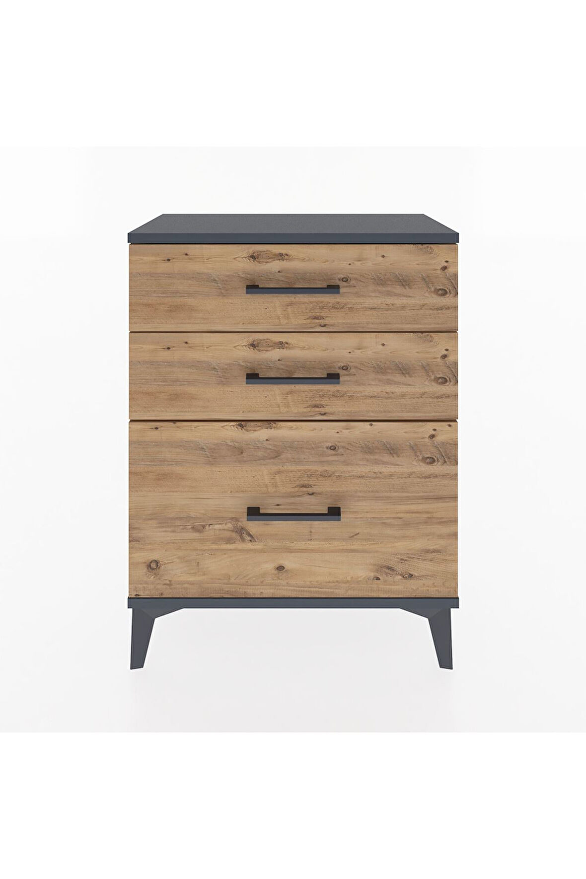 Arges Komodin 3 Çekmeceli 60x30x80 Antrasit-Çam