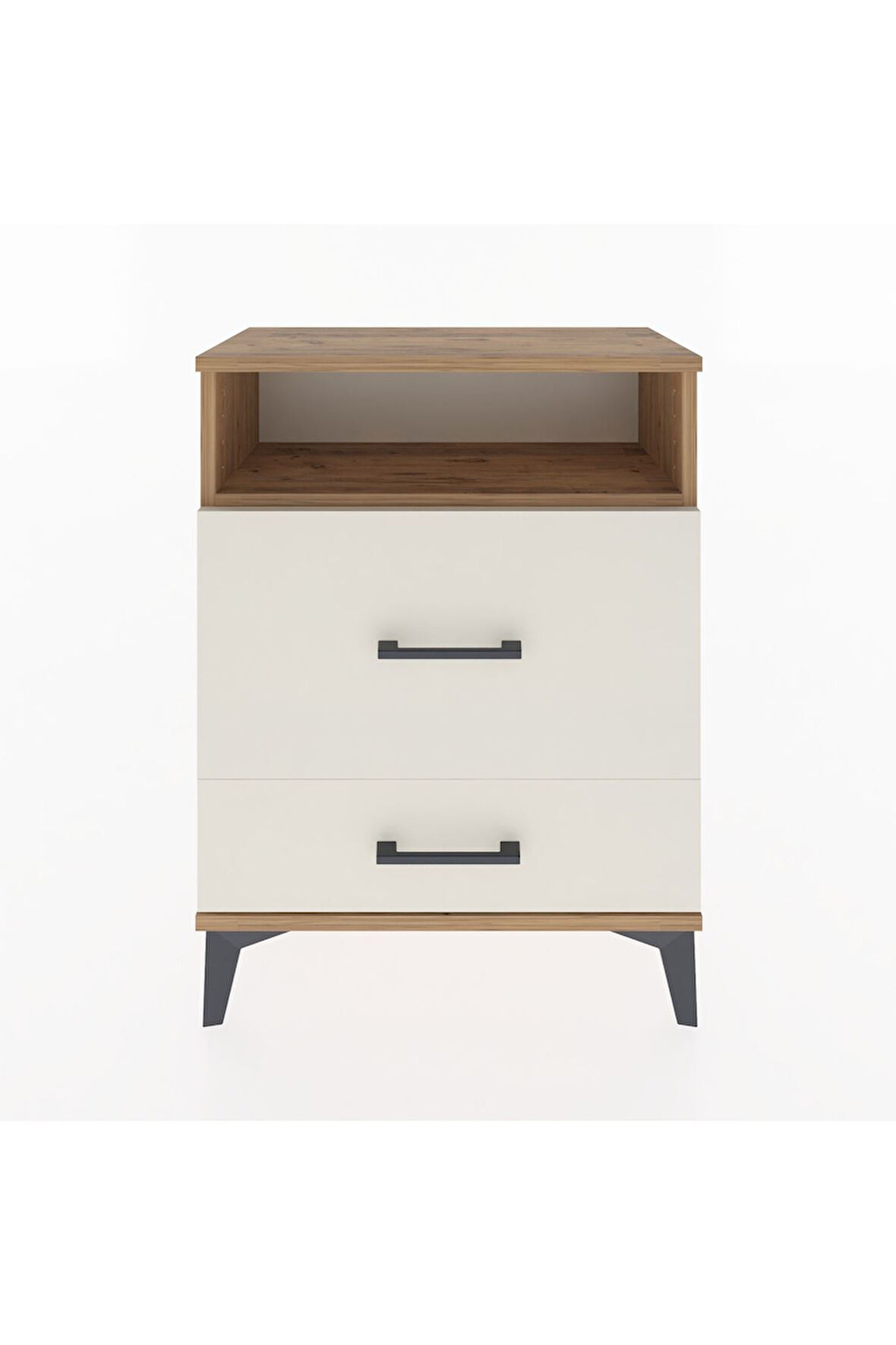 Arges Komodin Tek Raflı 2 Çekmeceli 60x30x80 Çam-Aytaşı