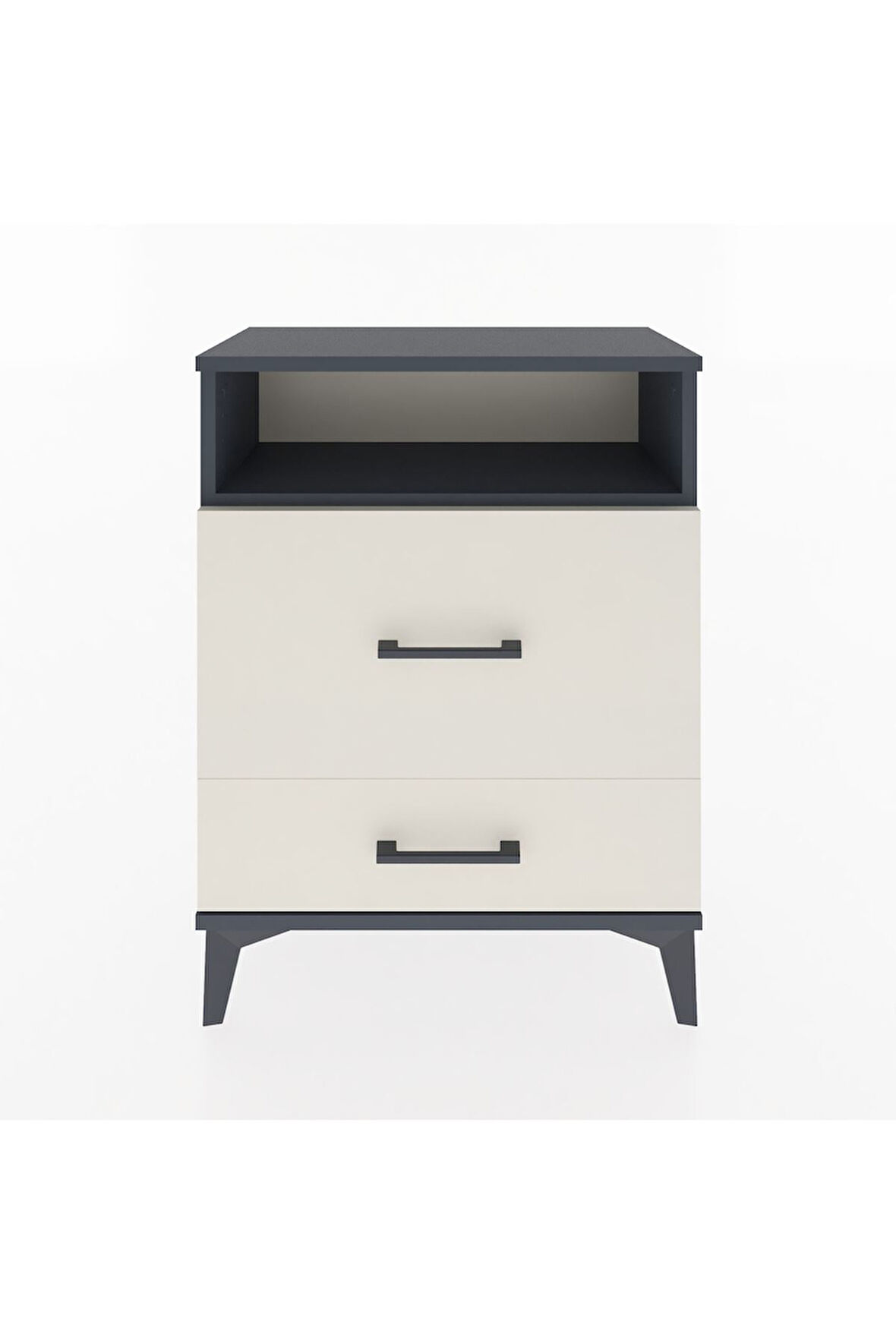 Arges Komodin Tek Raflı 2 Çekmeceli 60x30x80 Antrasit-Aytaşı