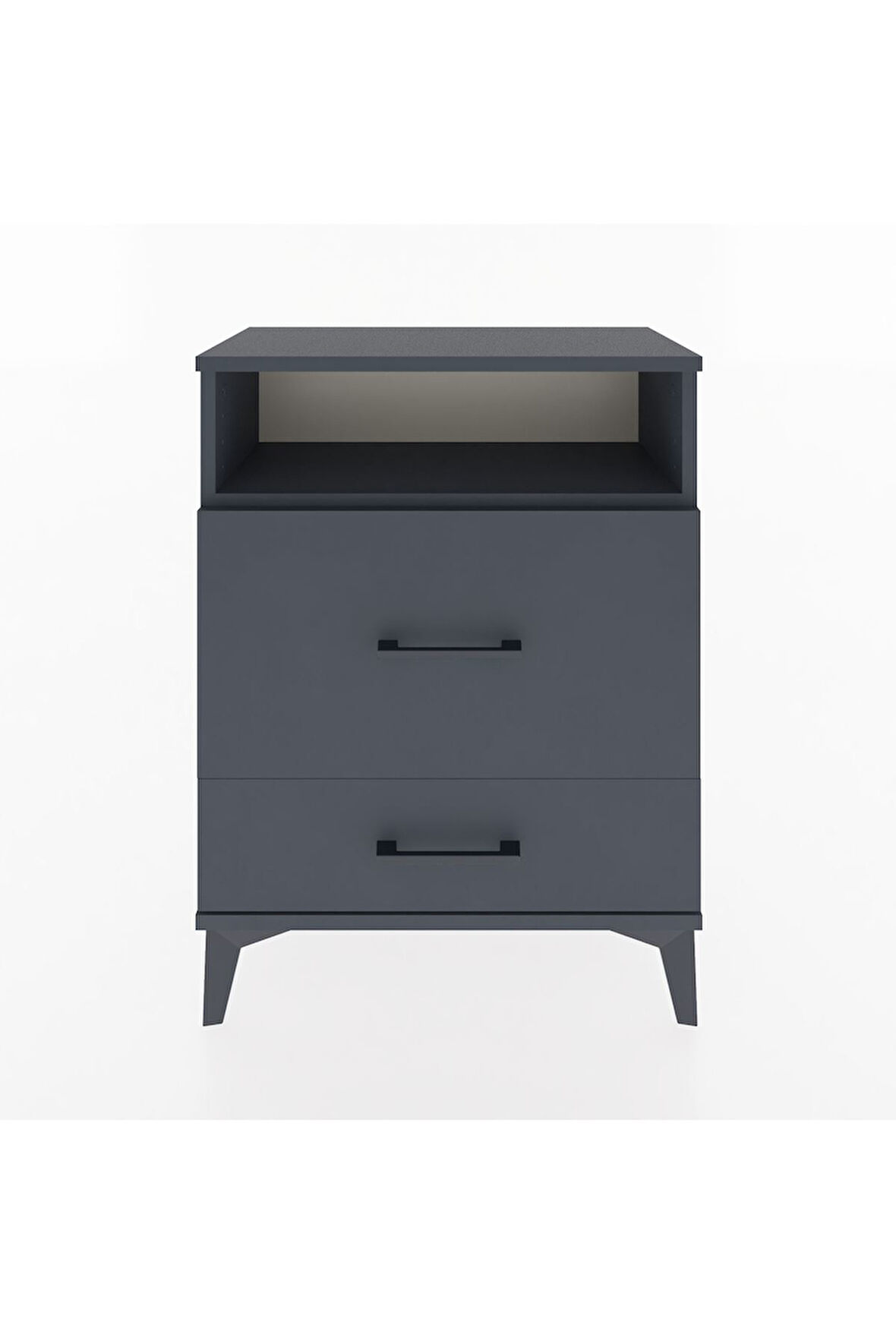 Arges Komodin Tek Raflı 2 Çekmeceli 60x30x80 Antrasit-Antrasit