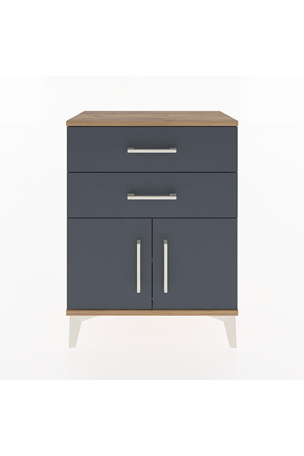 Arges Komodin 2 Raflı 2 Kapaklı 60x30x80 Çam-Antrasit