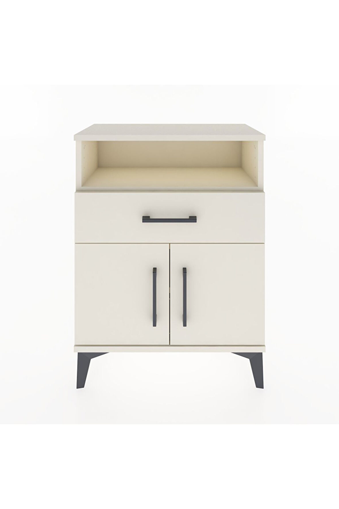 Arges Komodin Tek Raflı 2 Çekmeceli 2 Kapaklı 60x30x80 Aytaşı-Aytaşı