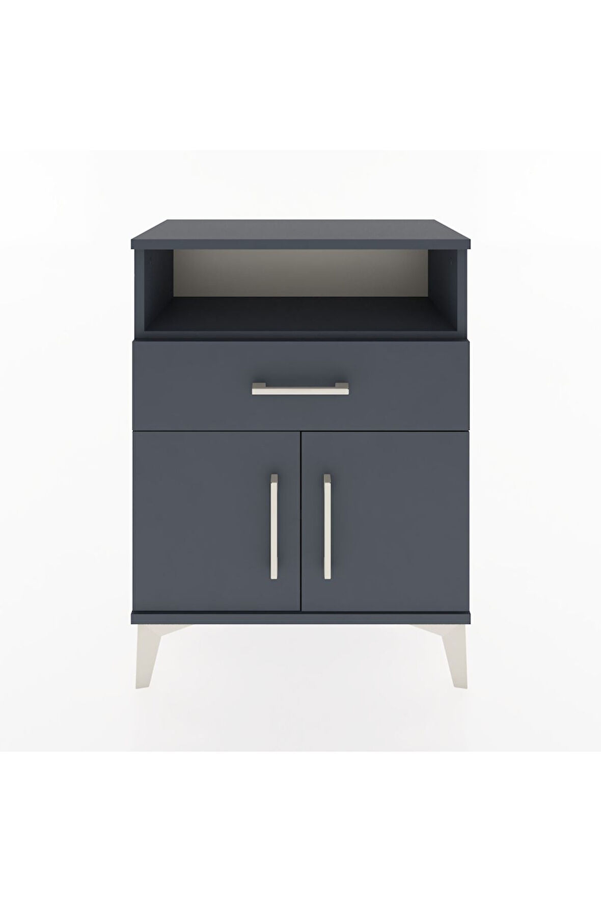Arges Komodin Tek Raflı 2 Çekmeceli 2 Kapaklı 60x30x80 Antrasit-Antrasit