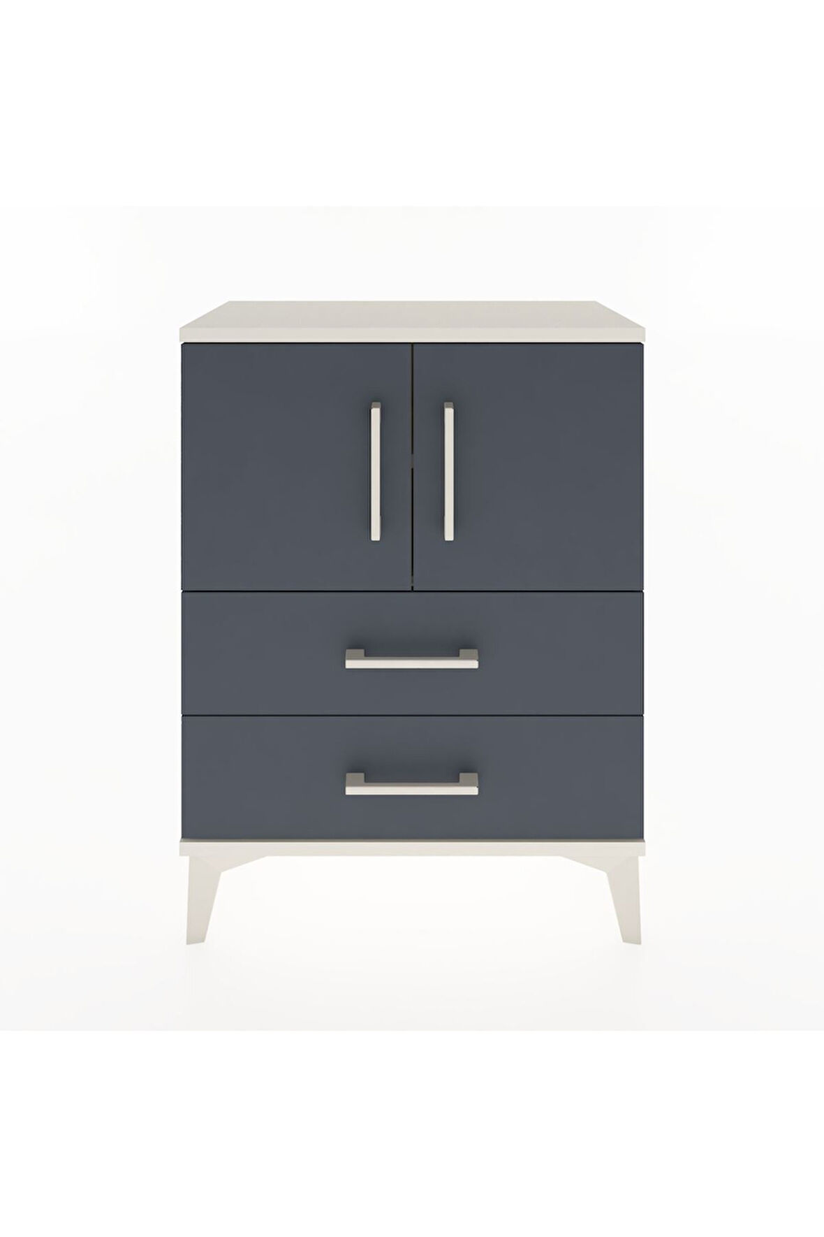 Arges Komodin Tek Raflı Tek Çekmeceli 2 Kapaklı 60x30x80 Aytaşı-Antrasit