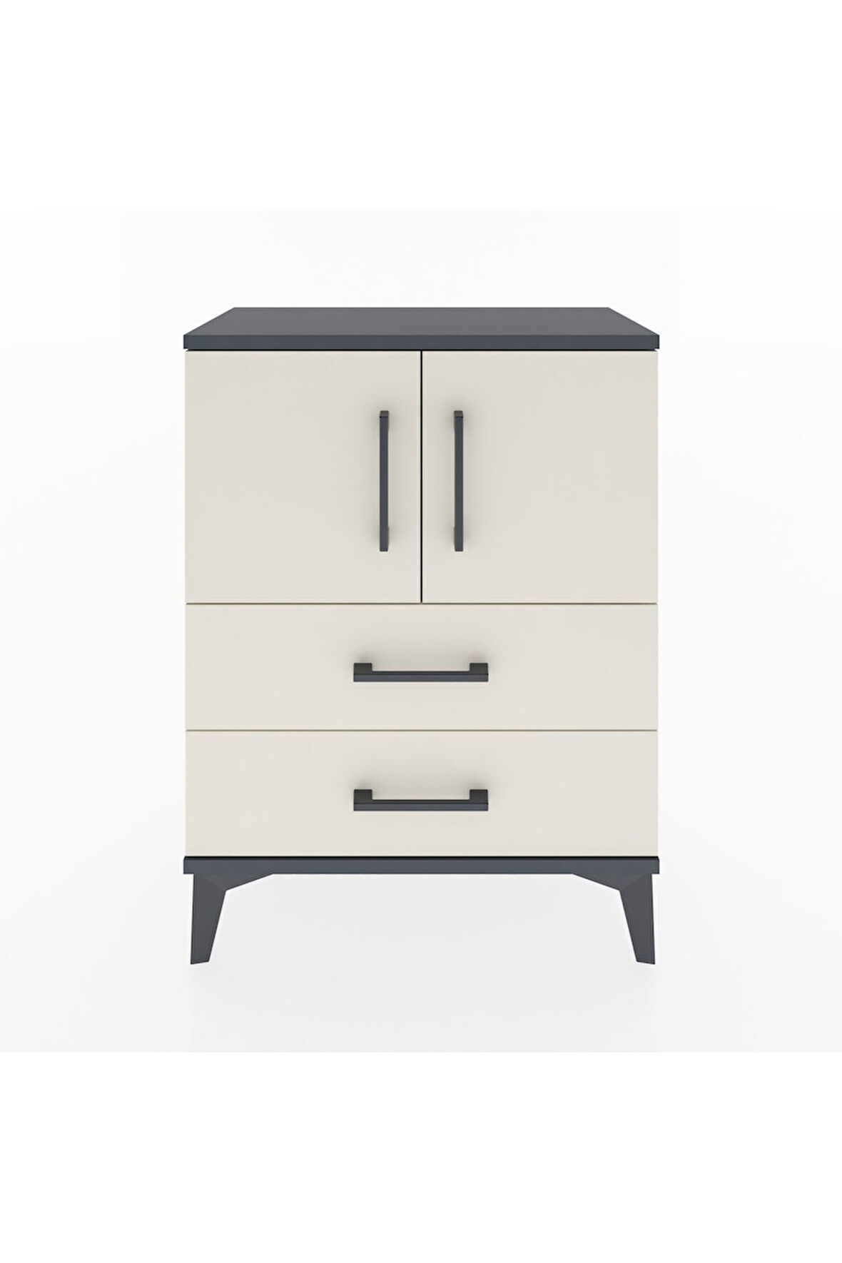 Arges Komodin Tek Raflı Tek Çekmeceli 2 Kapaklı 60x30x80 Antrasit-Aytaşı