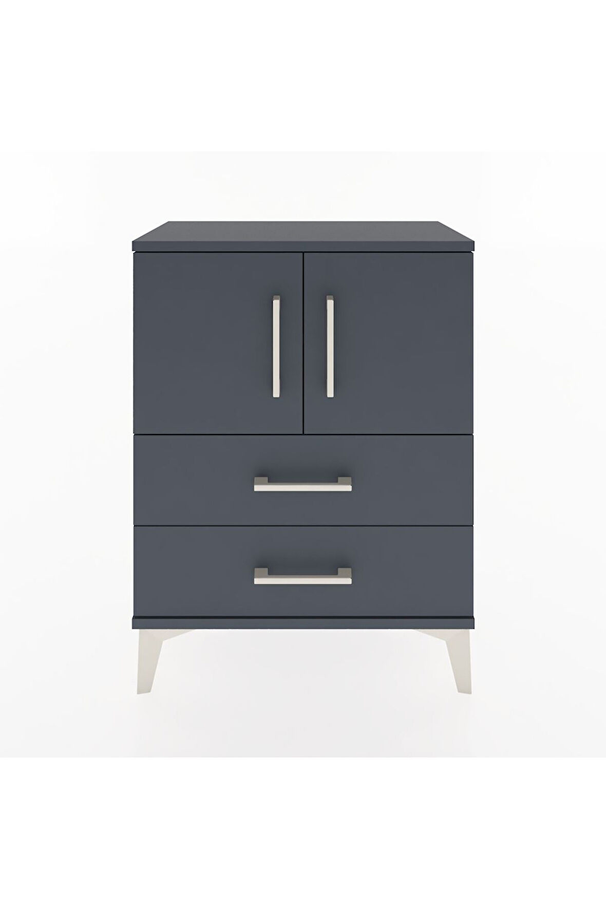 Arges Komodin Tek Raflı Tek Çekmeceli 2 Kapaklı 60x30x80 Antrasit-Antrasit