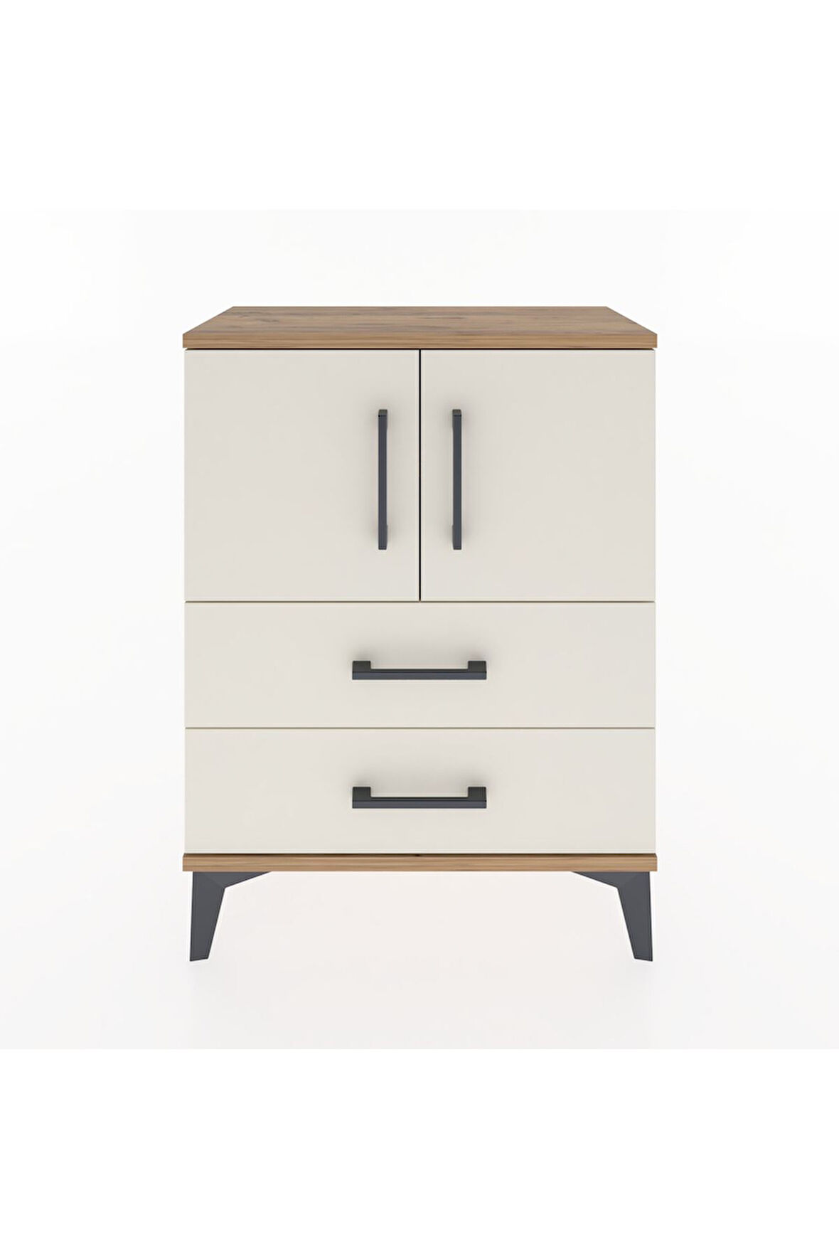 Arges Komodin Tek Raflı Tek Çekmeceli 2 Kapaklı 60x30x80 Çam-Aytaşı