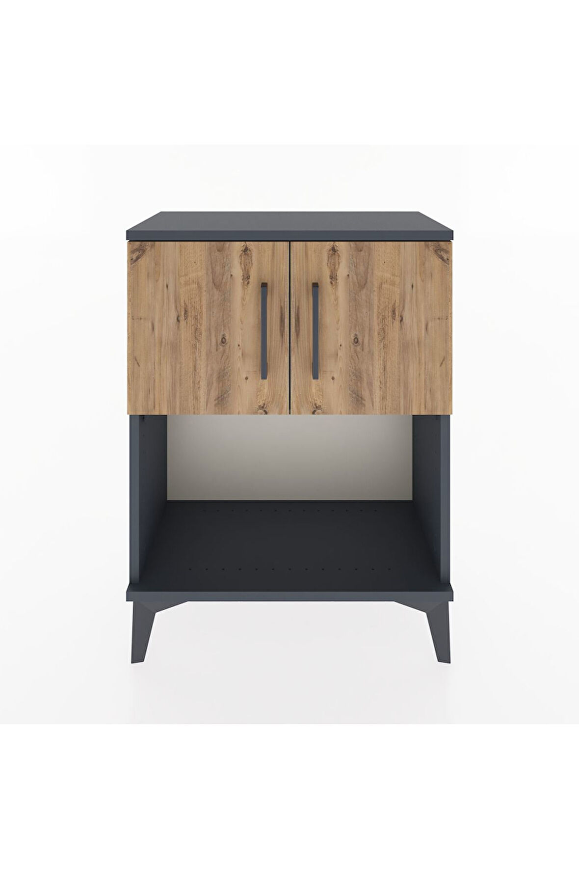 Arges Komodin 2 Raflı 2 Çekmeceli 2 Kapaklı 60x30x80 Antrasit-Çam