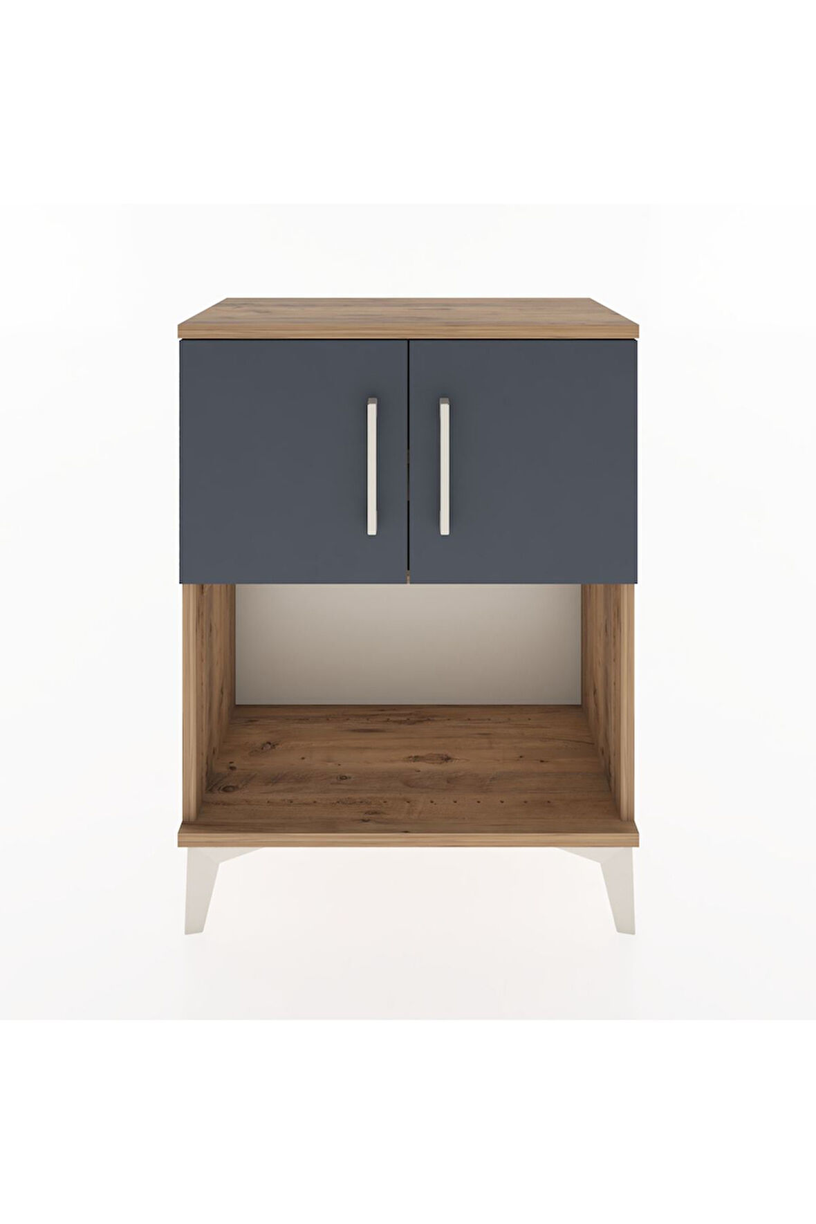 Arges Komodin 2 Raflı 2 Çekmeceli 2 Kapaklı 60x30x80 Çam-Antrasit