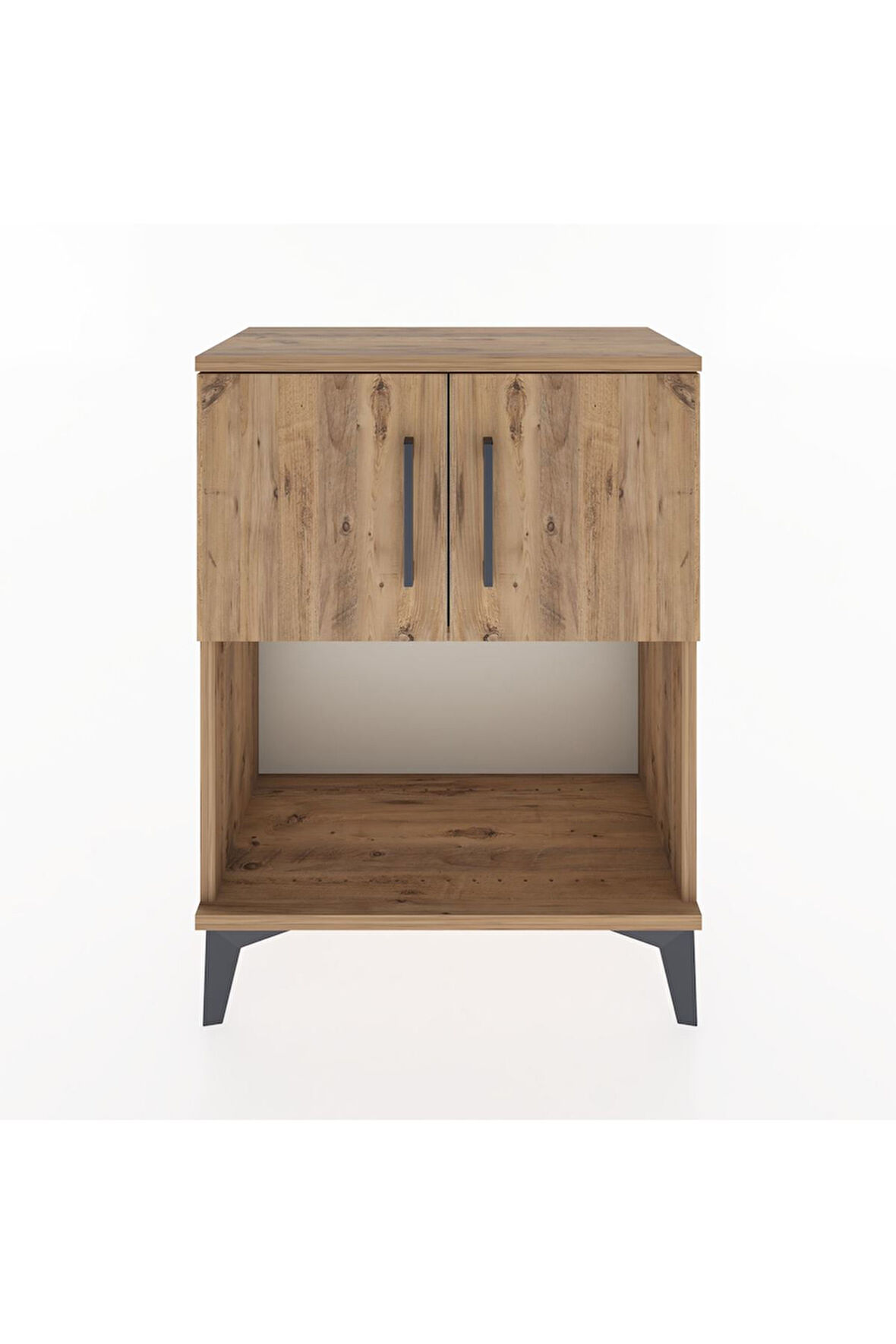 Arges Komodin 2 Raflı 2 Çekmeceli 2 Kapaklı 60x30x80 Çam-Çam