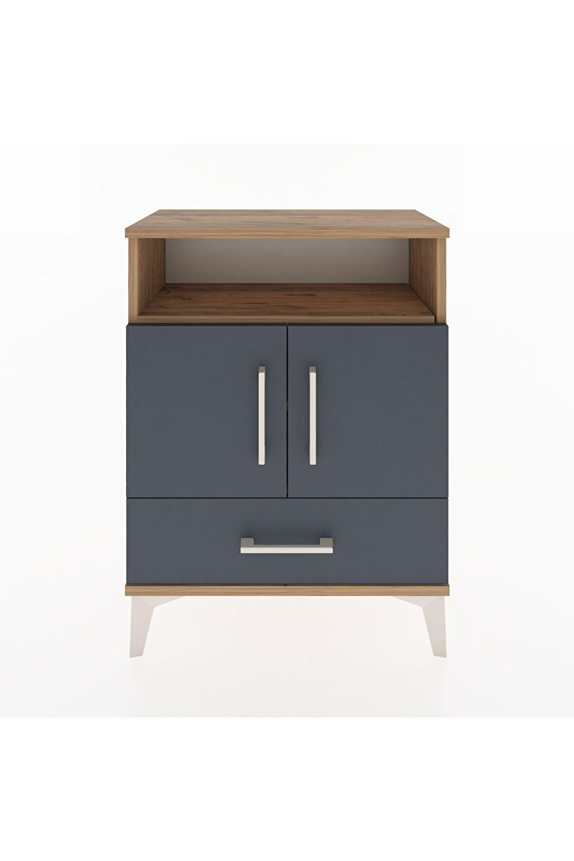 Arges Komodin 2 Raflı 2 Kapaklı 60x30x80 Çam-Antrasit